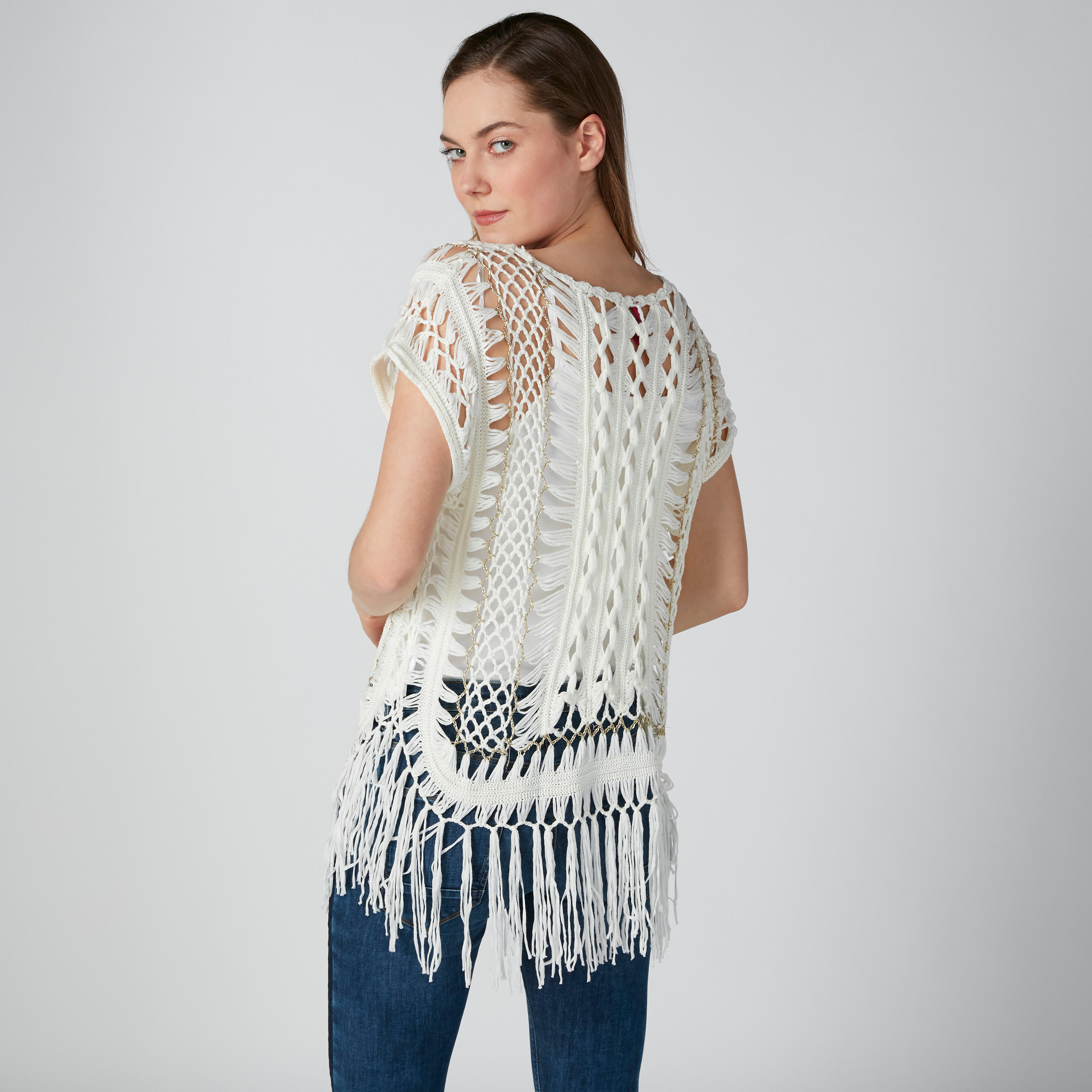 بلوزة بحر بياقة مستديرة وشراشيب-women-clothing-shirtsandblouses-blouses-image-2
