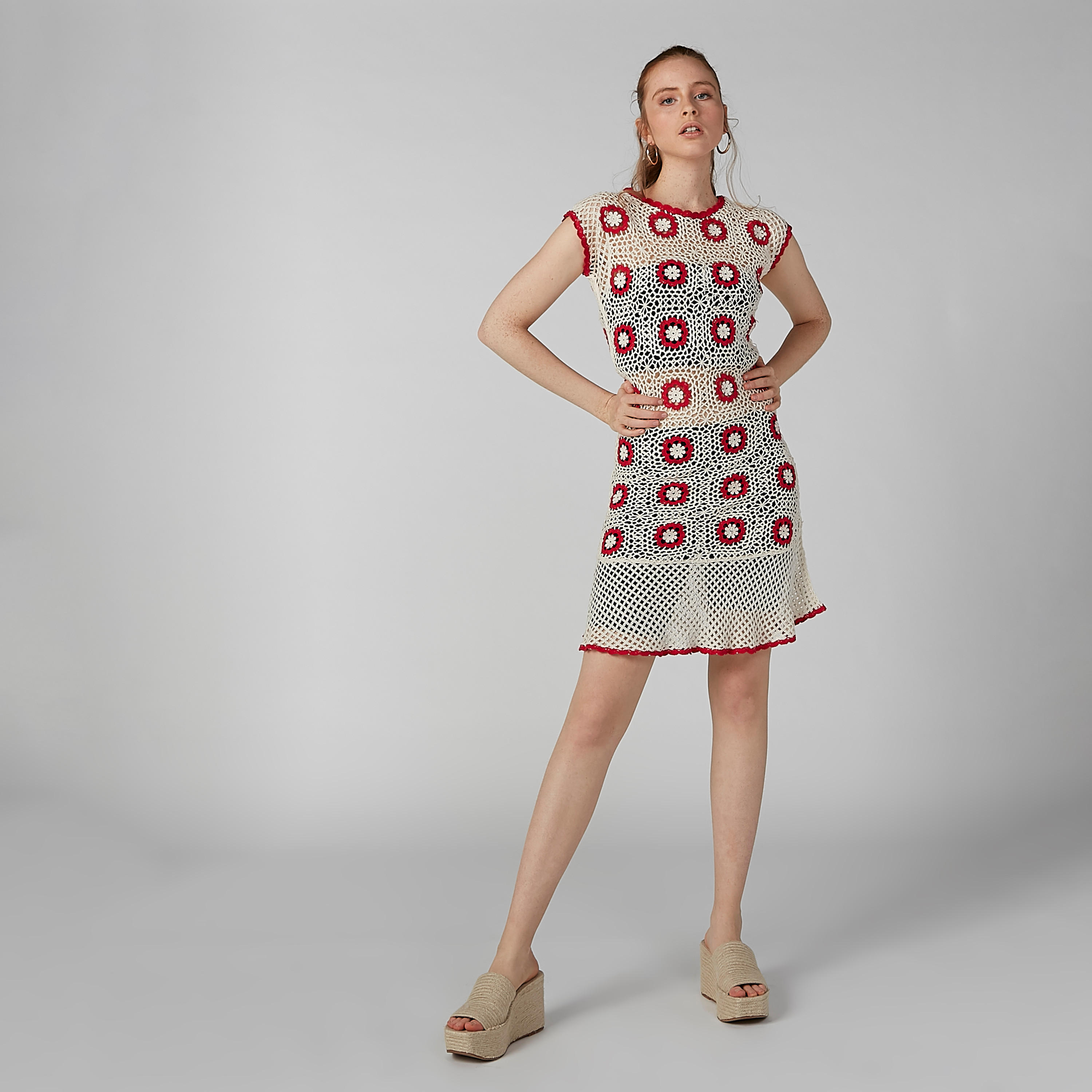 فستان دانتيل متوسط الطول دون أكمام بياقة مستديرة-women-clothing-dresses-image-2