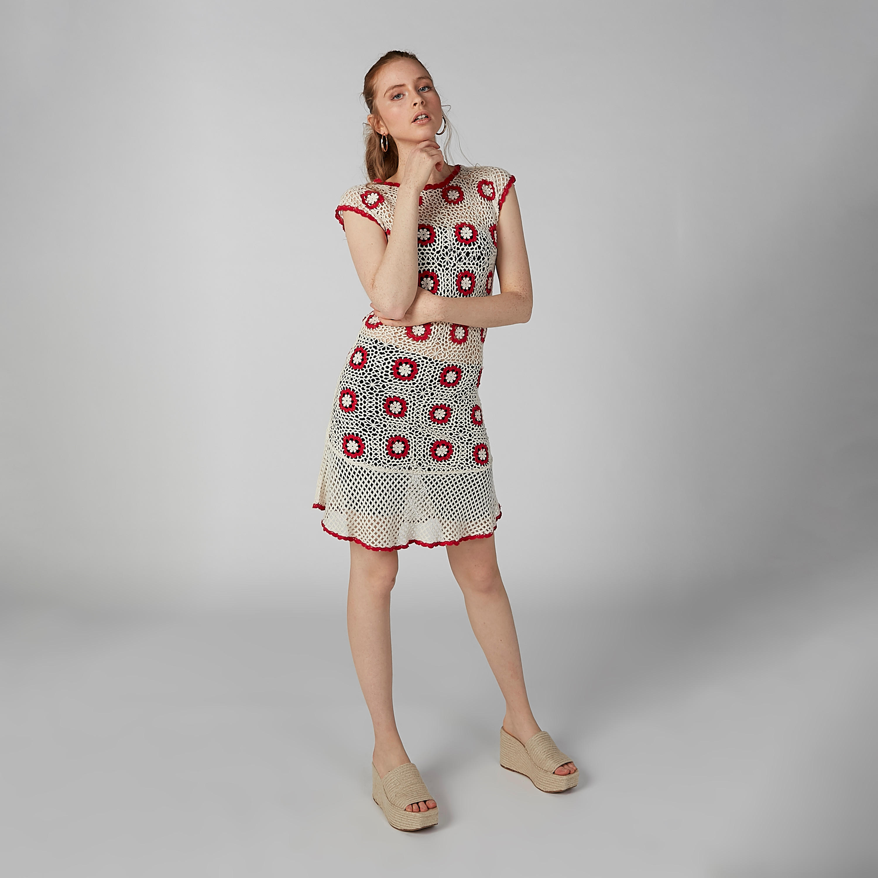 فستان دانتيل متوسط الطول دون أكمام بياقة مستديرة-women-clothing-dresses-image-4