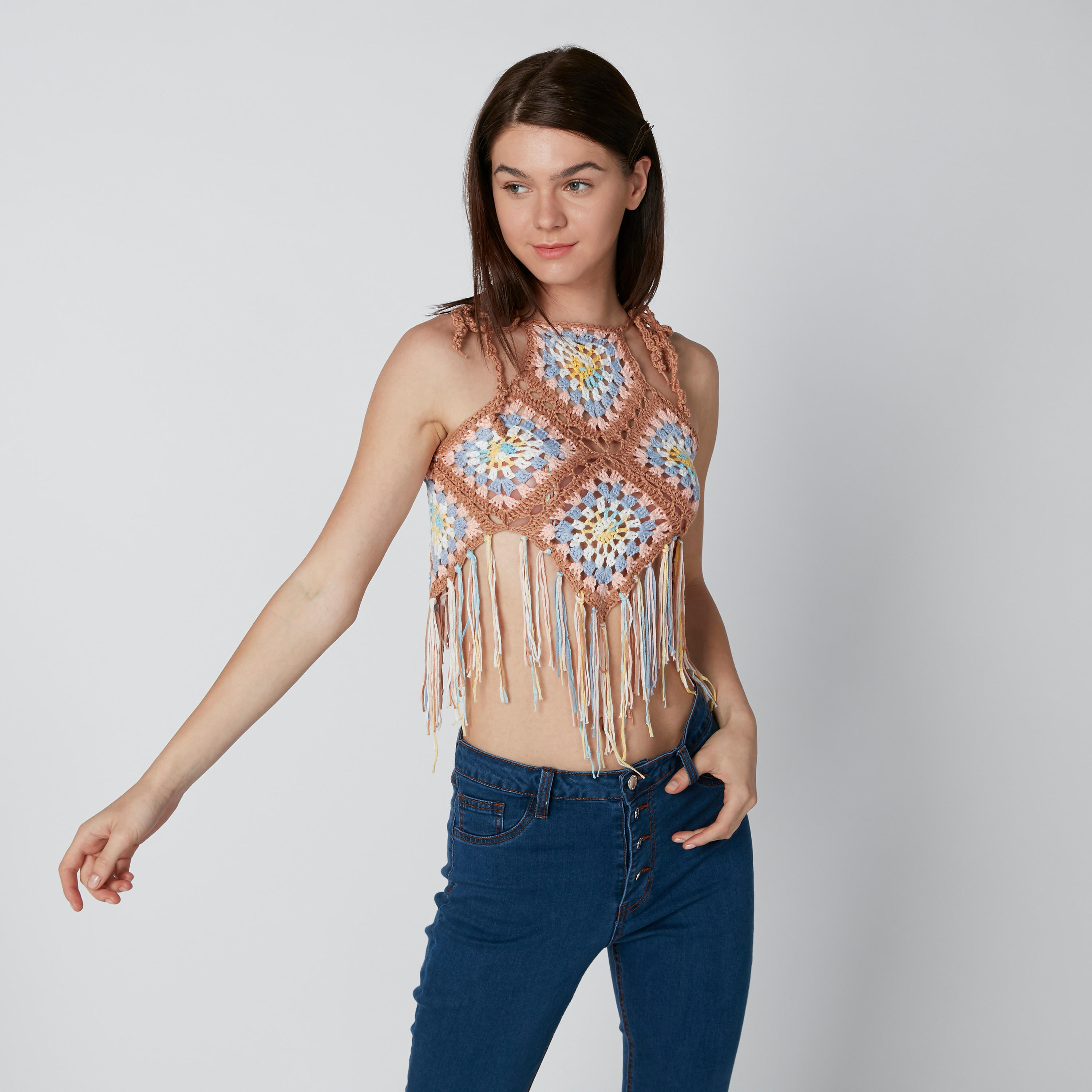 بلوزة شاطئ دانتيل دون أكمام بشراشيب-women-clothing-swimandbeach-beachwear-image-1