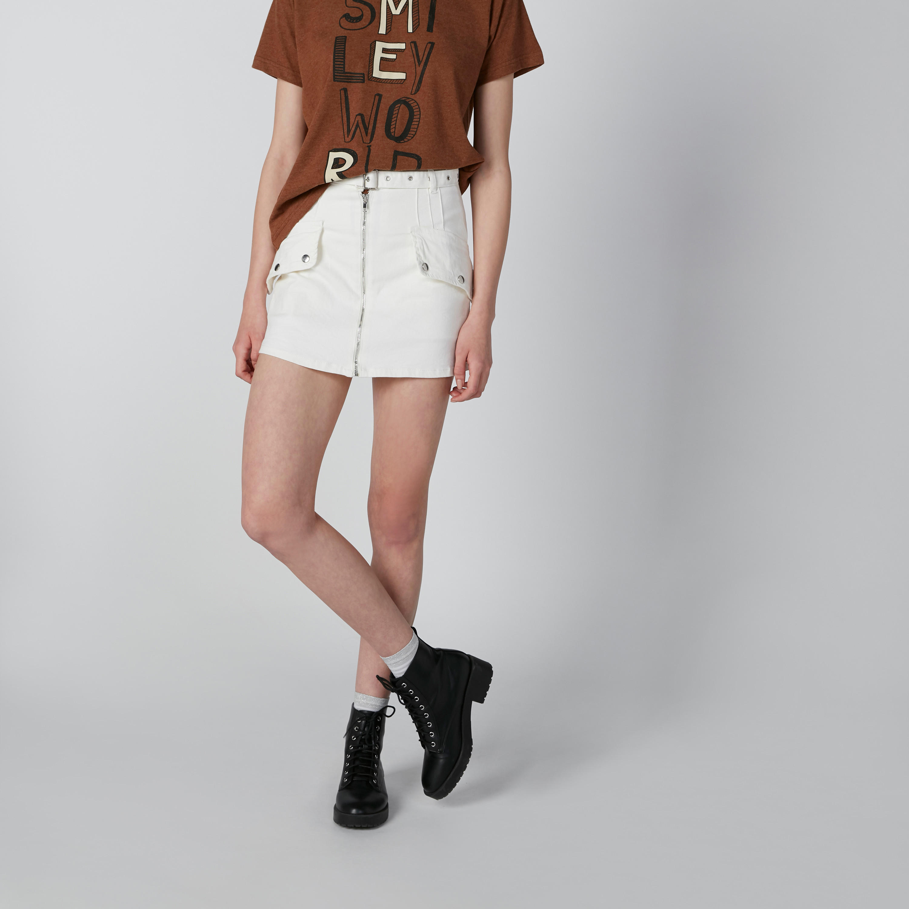 Solid Denim Mini Skirt with Zip Closure-women-clothing-bottoms-skirts-image-1
