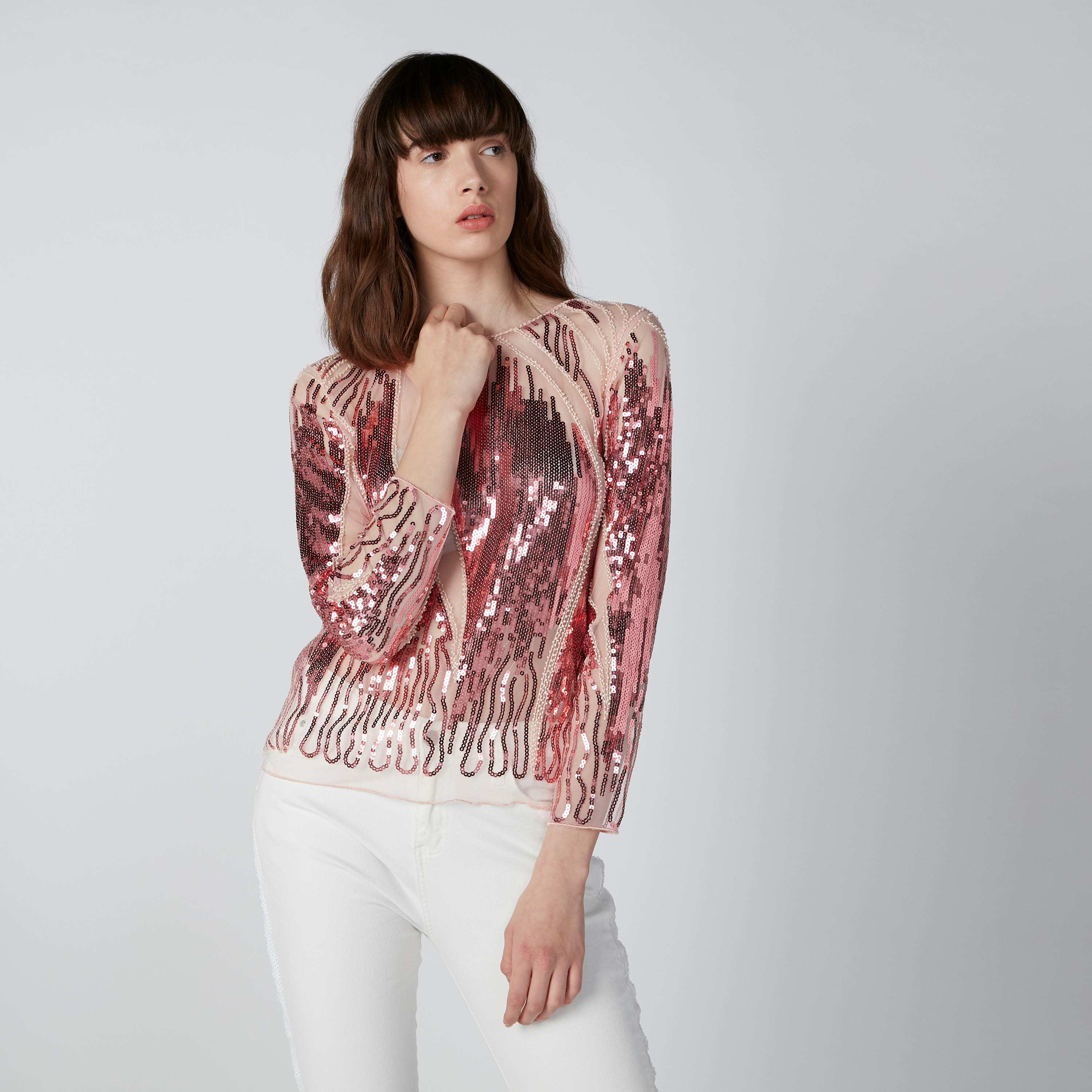بلوزة ترتر بياقة مستديرة وأكمام طويلة-women-clothing-shirtsandblouses-blouses-image-4