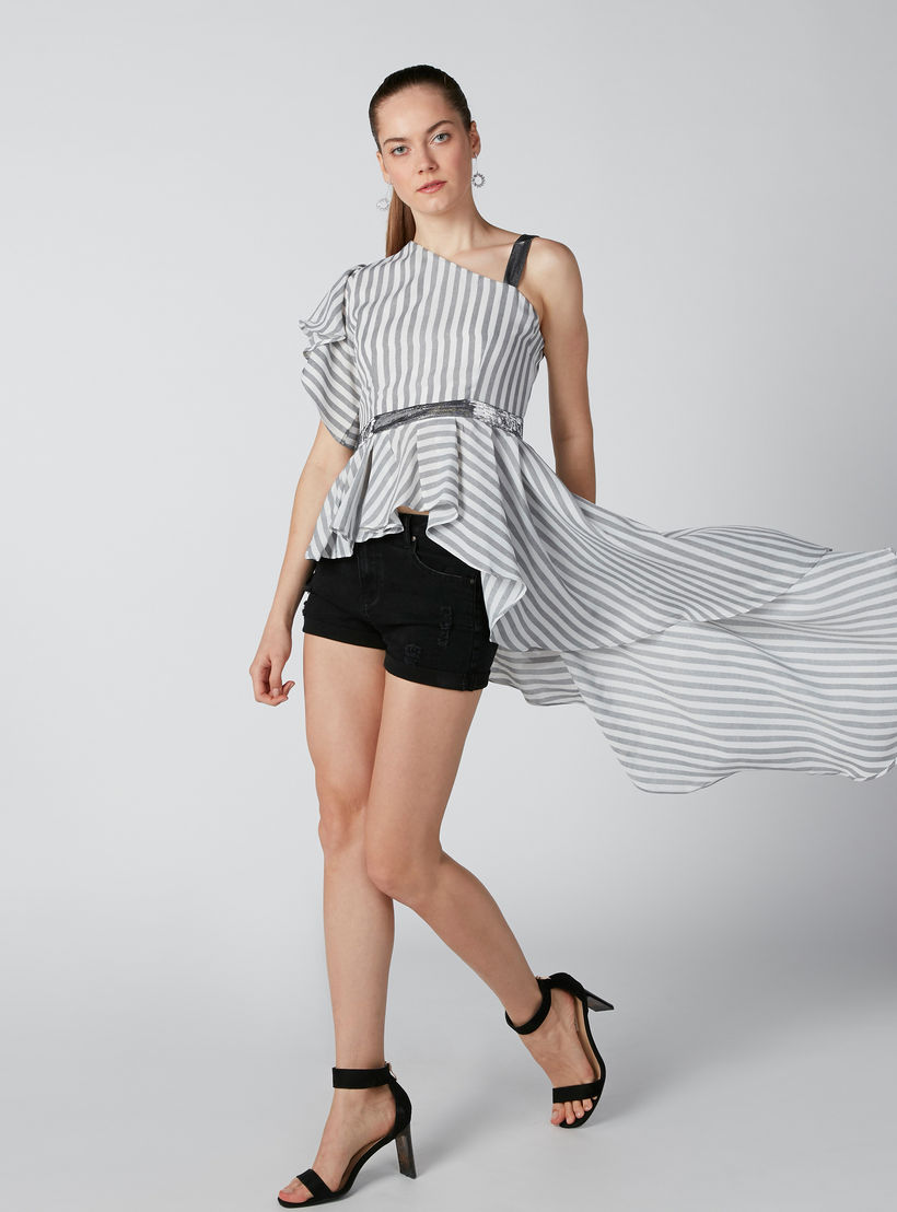 Striped Longline Top with Asymmetric Hem and One Shoulder-women-clothing-shirtsandblouses-blouses-image-1