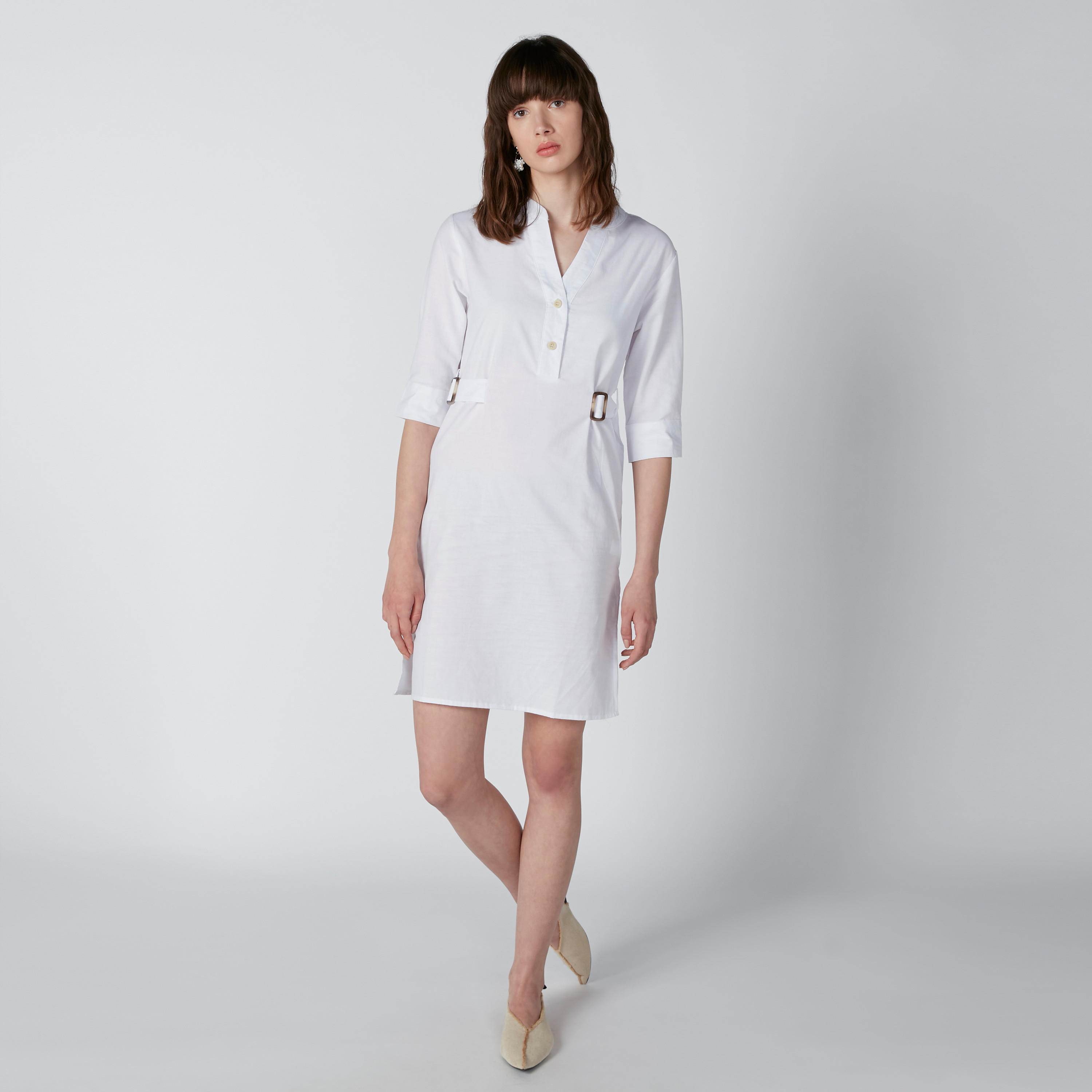 Solid Mini Shift Dress with Side Slit-women-clothing-dresses-image-1