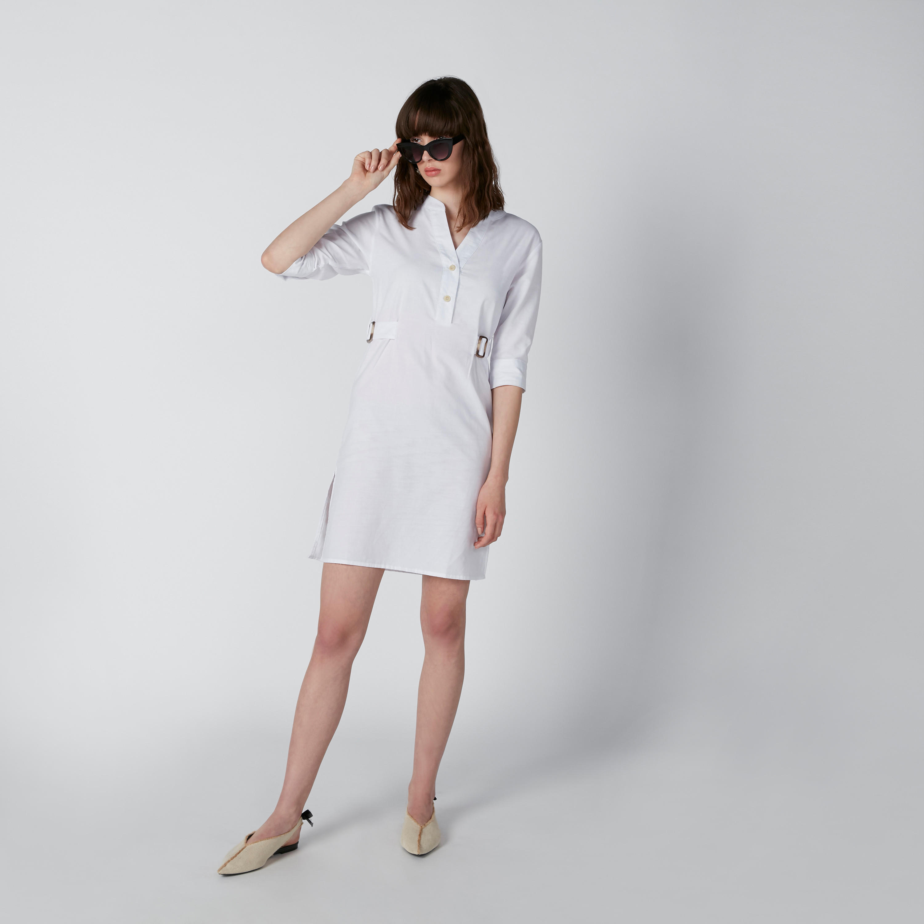 Solid Mini Shift Dress with Side Slit-women-clothing-dresses-image-4