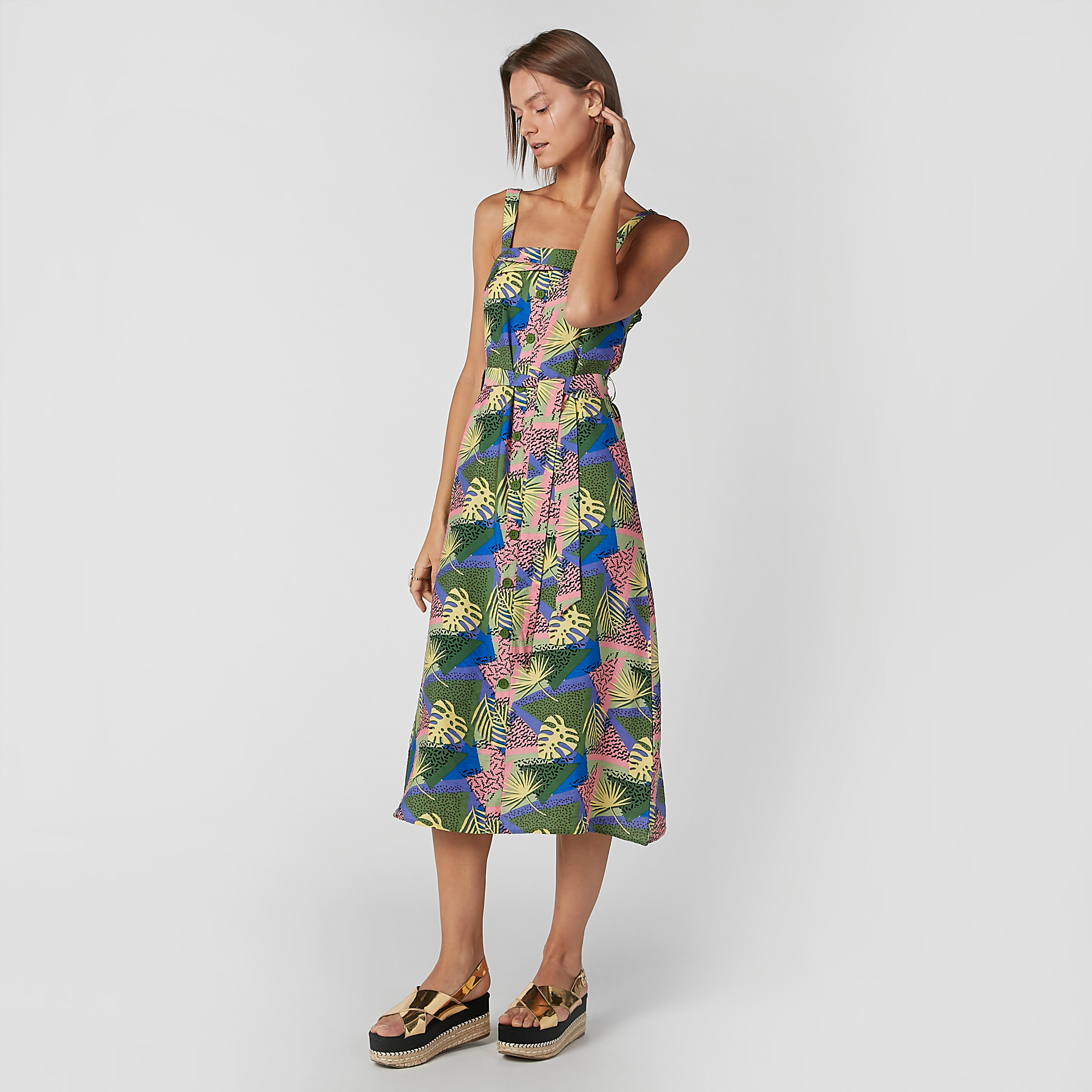 فستان إيه لاين متوسط الطول دون أكمام بحمّالات وطبعات-women-clothing-dresses-image-4