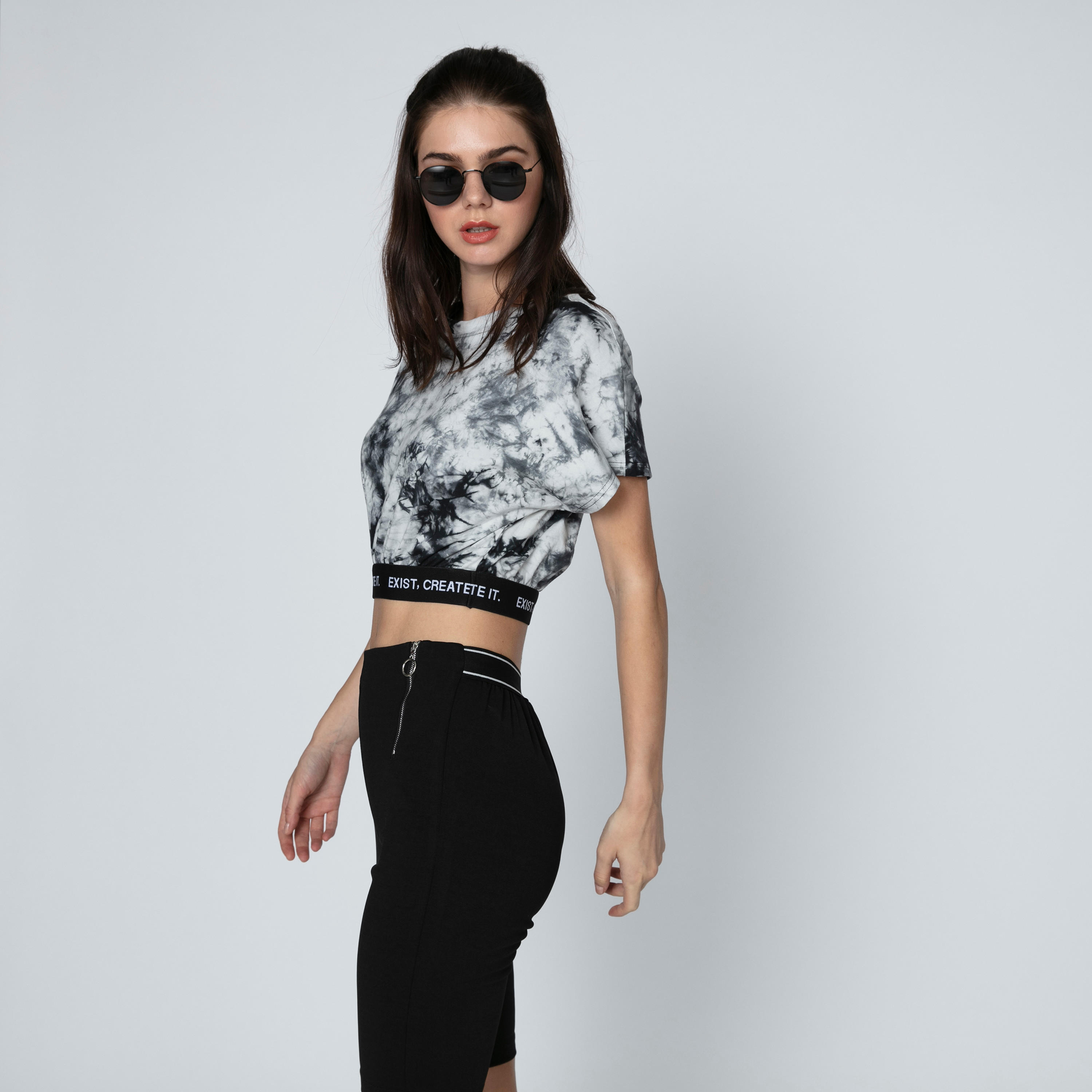 Printed Crop Top with Extended Sleeves and Elasticised Hem-women-clothing-tshirts-image-4