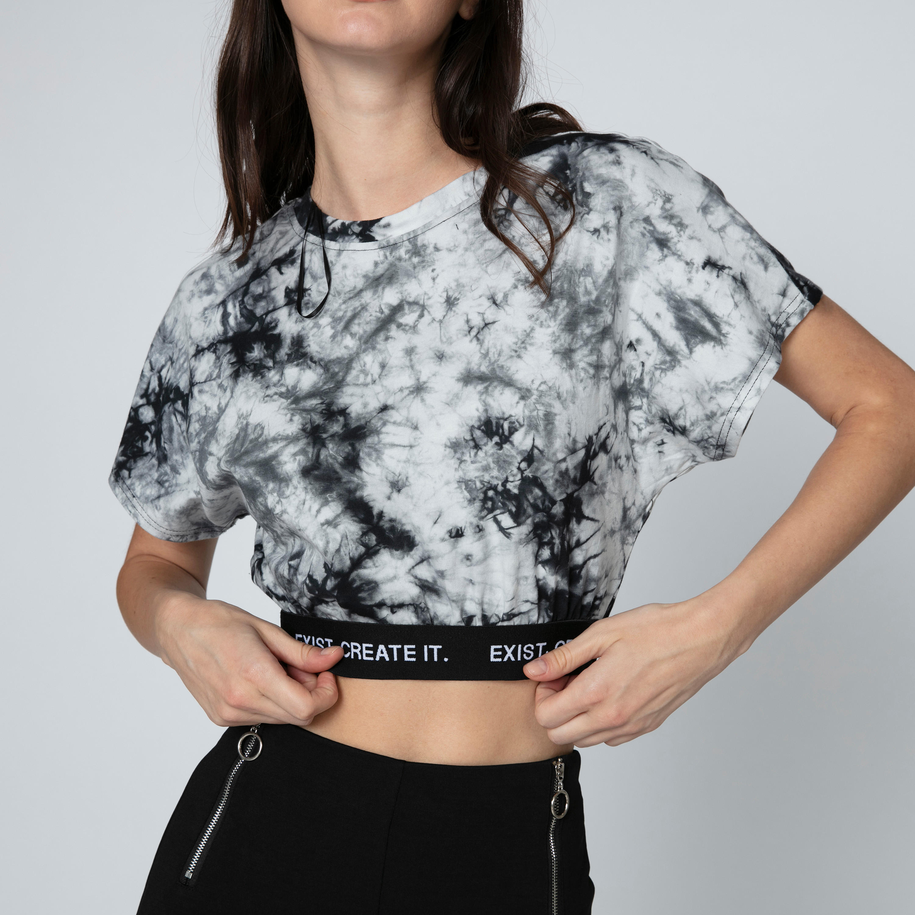 Printed Crop Top with Extended Sleeves and Elasticised Hem-women-clothing-tshirts-image-5
