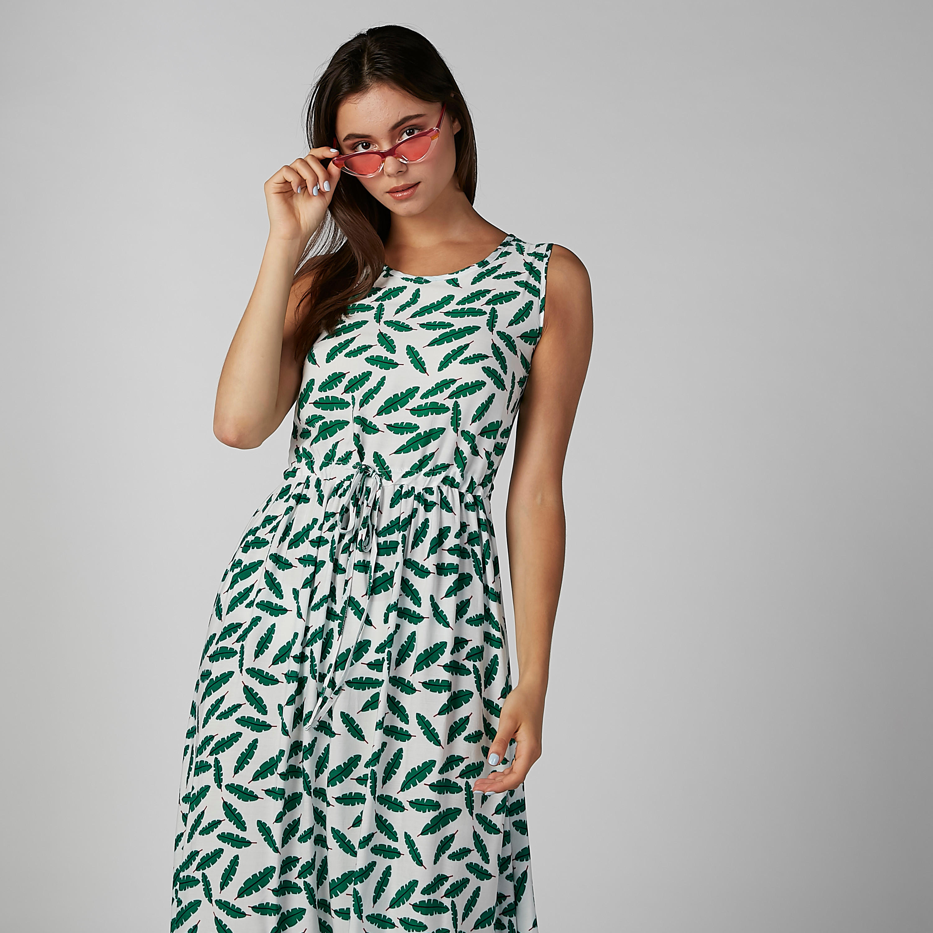 فستان إيه لاين طويل دون أكمام بطبعات-women-clothing-dresses-image-4