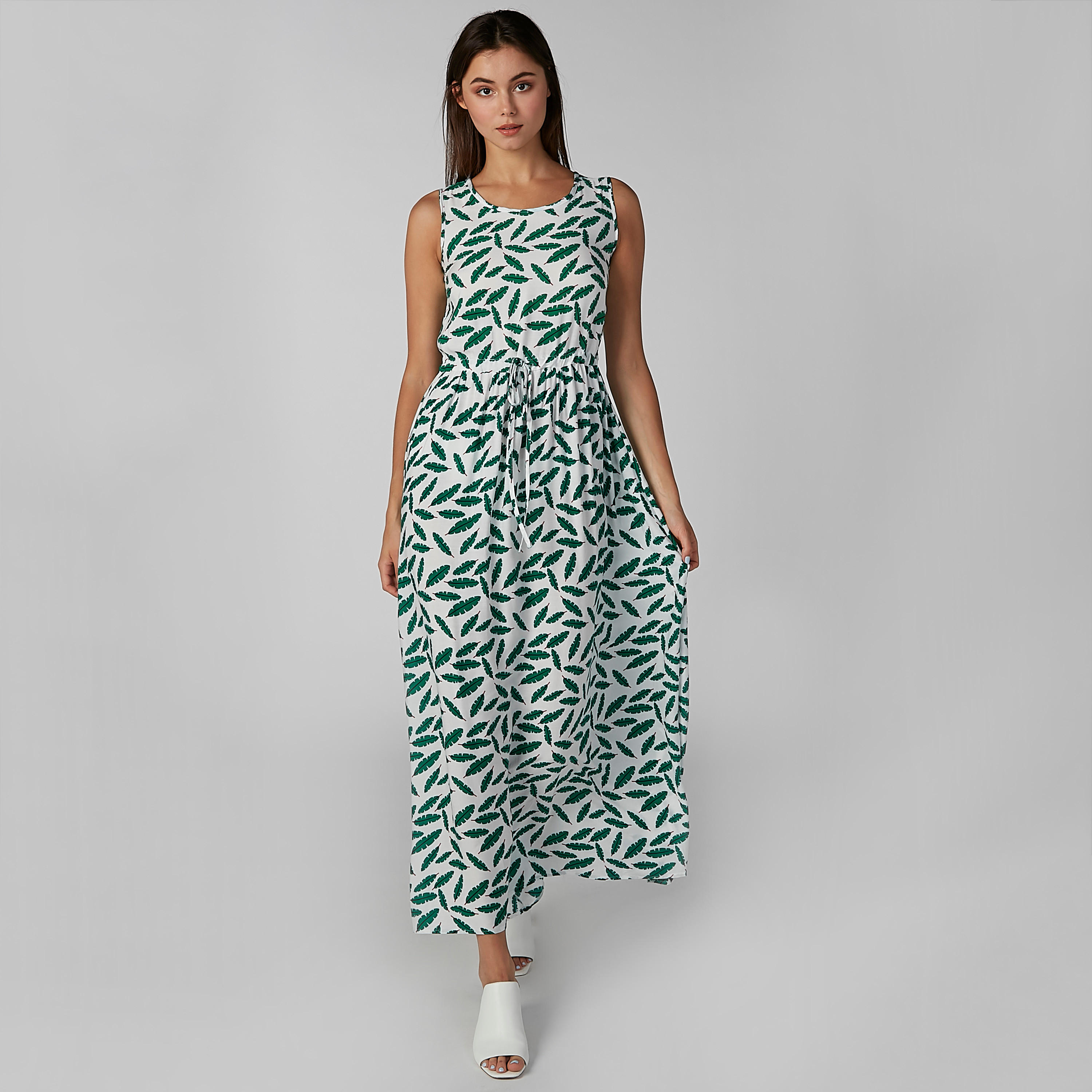 فستان إيه لاين طويل دون أكمام بطبعات-women-clothing-dresses-image-3