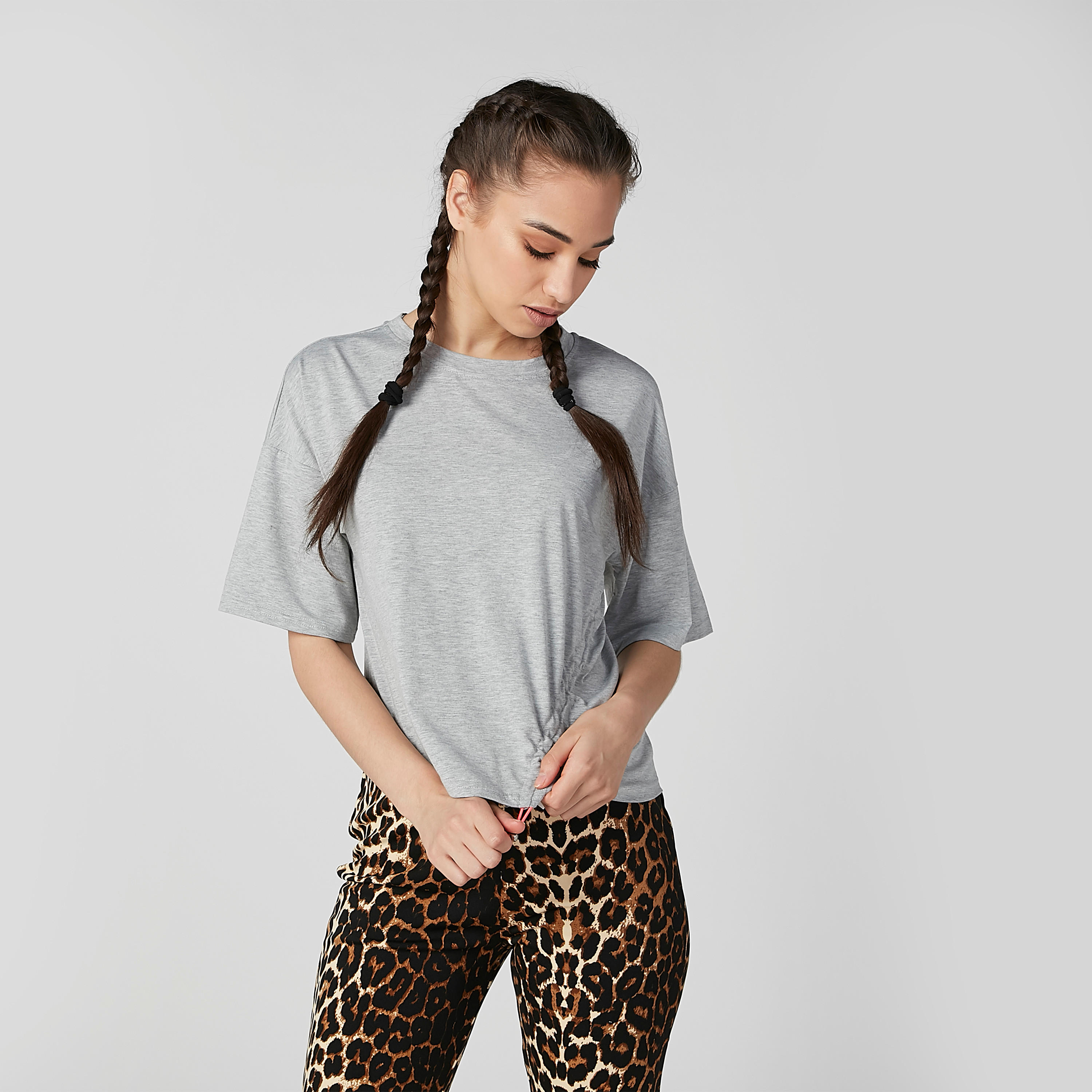 Plain T-shirt with Round Neck and Drop Shoulder Sleeves-women-clothing-tshirts-image-3