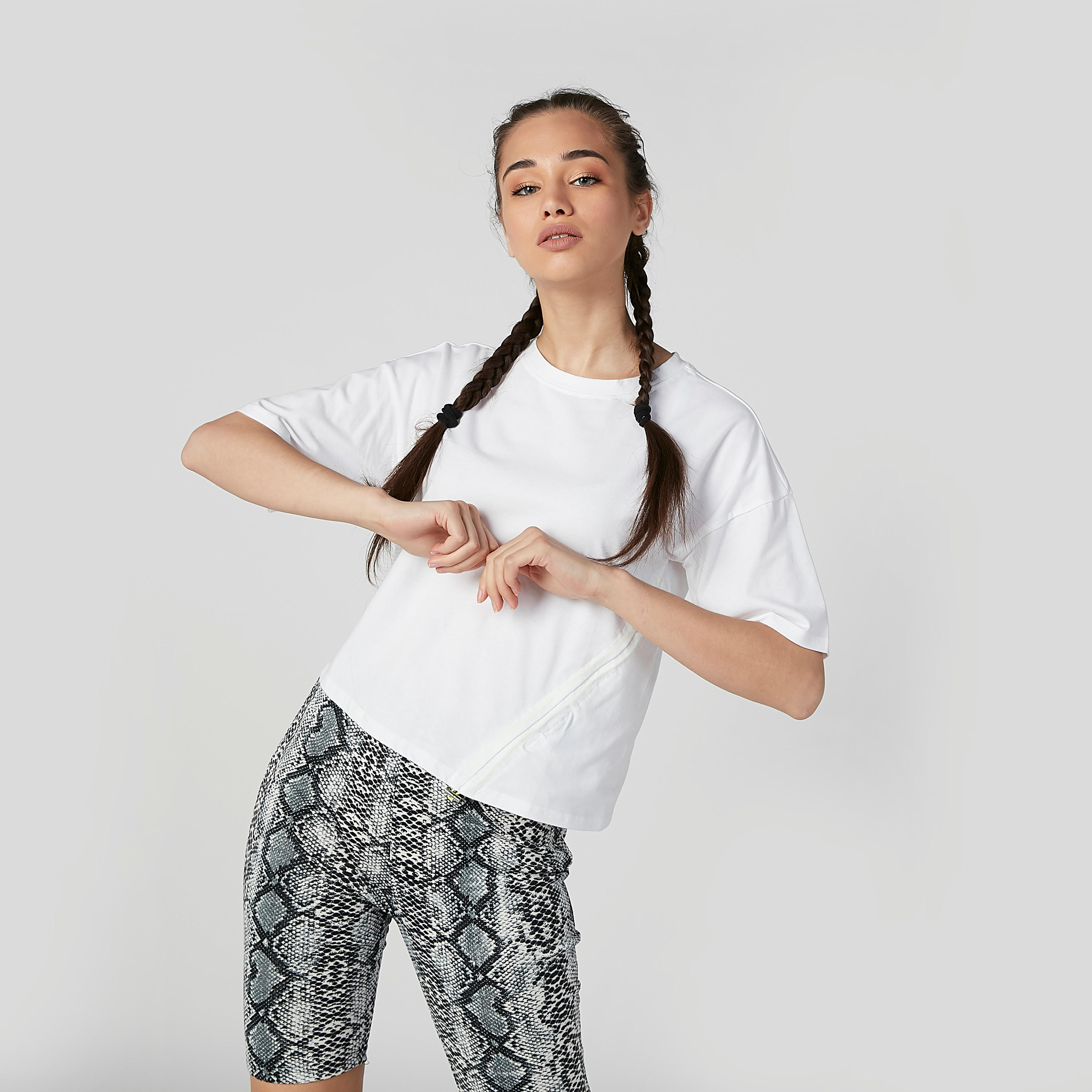 Plain Top with Round Neck and Drop Shoulder Sleeves-women-clothing-tshirts-image-1