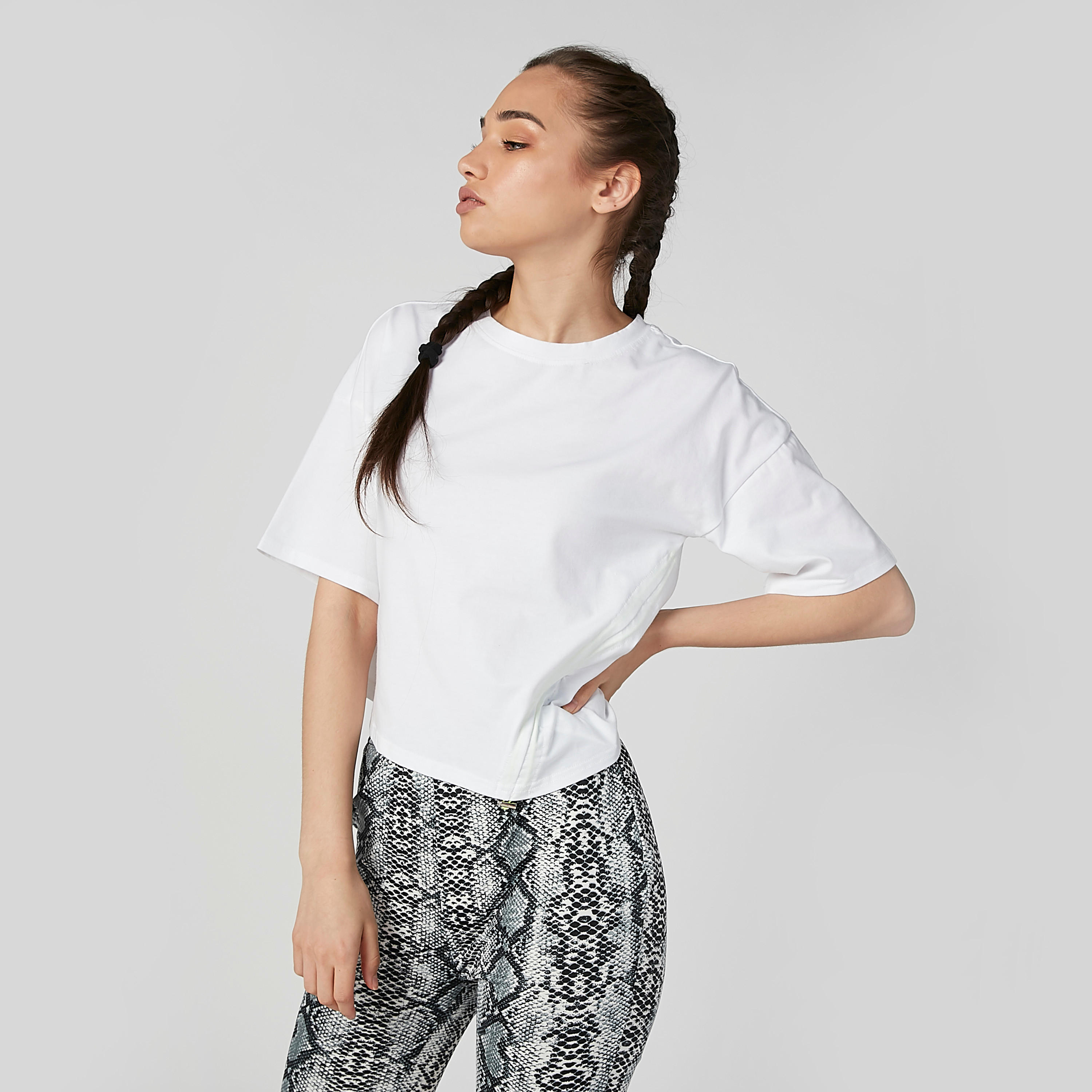 Plain Top with Round Neck and Drop Shoulder Sleeves-women-clothing-tshirts-image-3