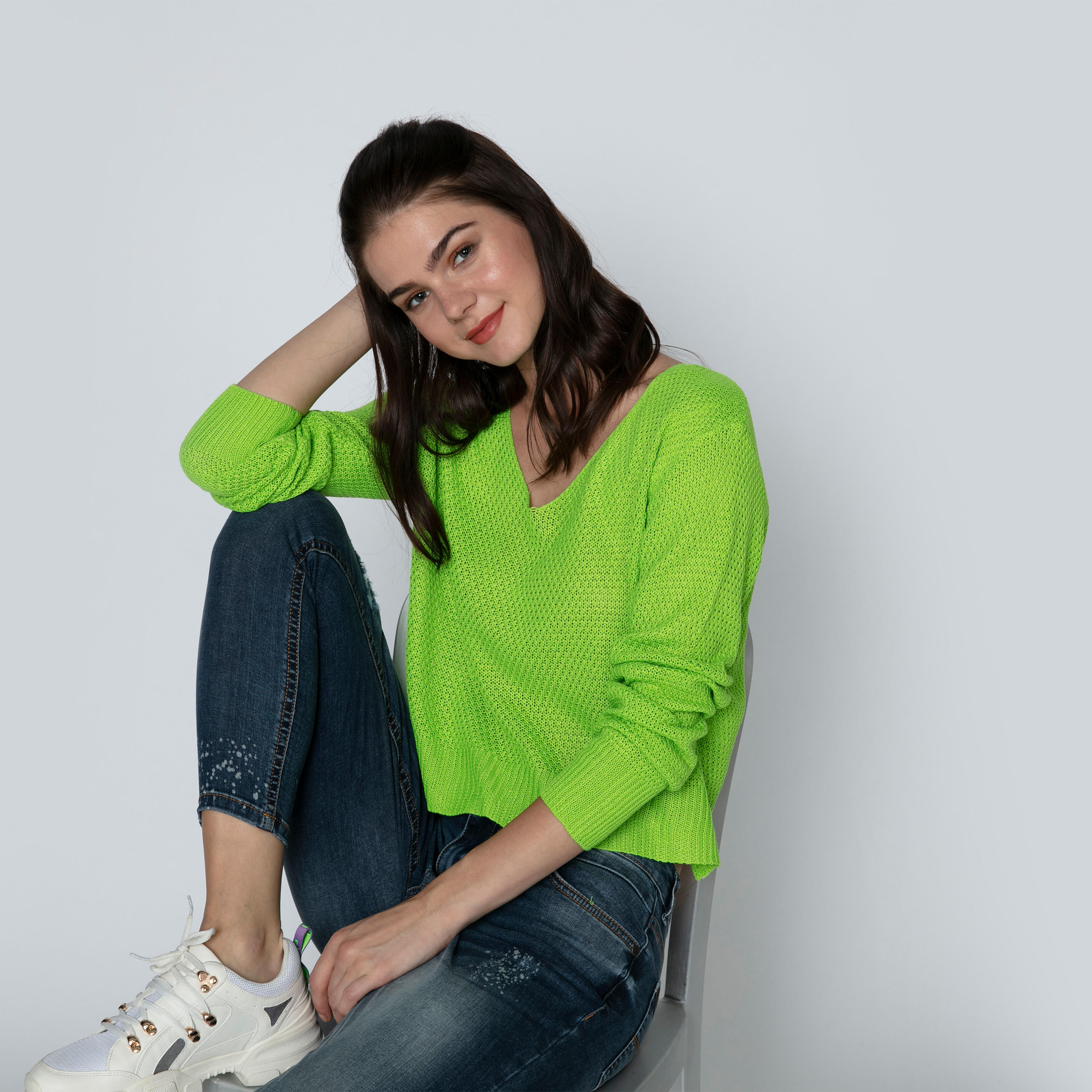 جامبر بارز الملمس بياقة V وأكمام طويلة-women-clothing-cardigansandjumpers-jumpers-image-4