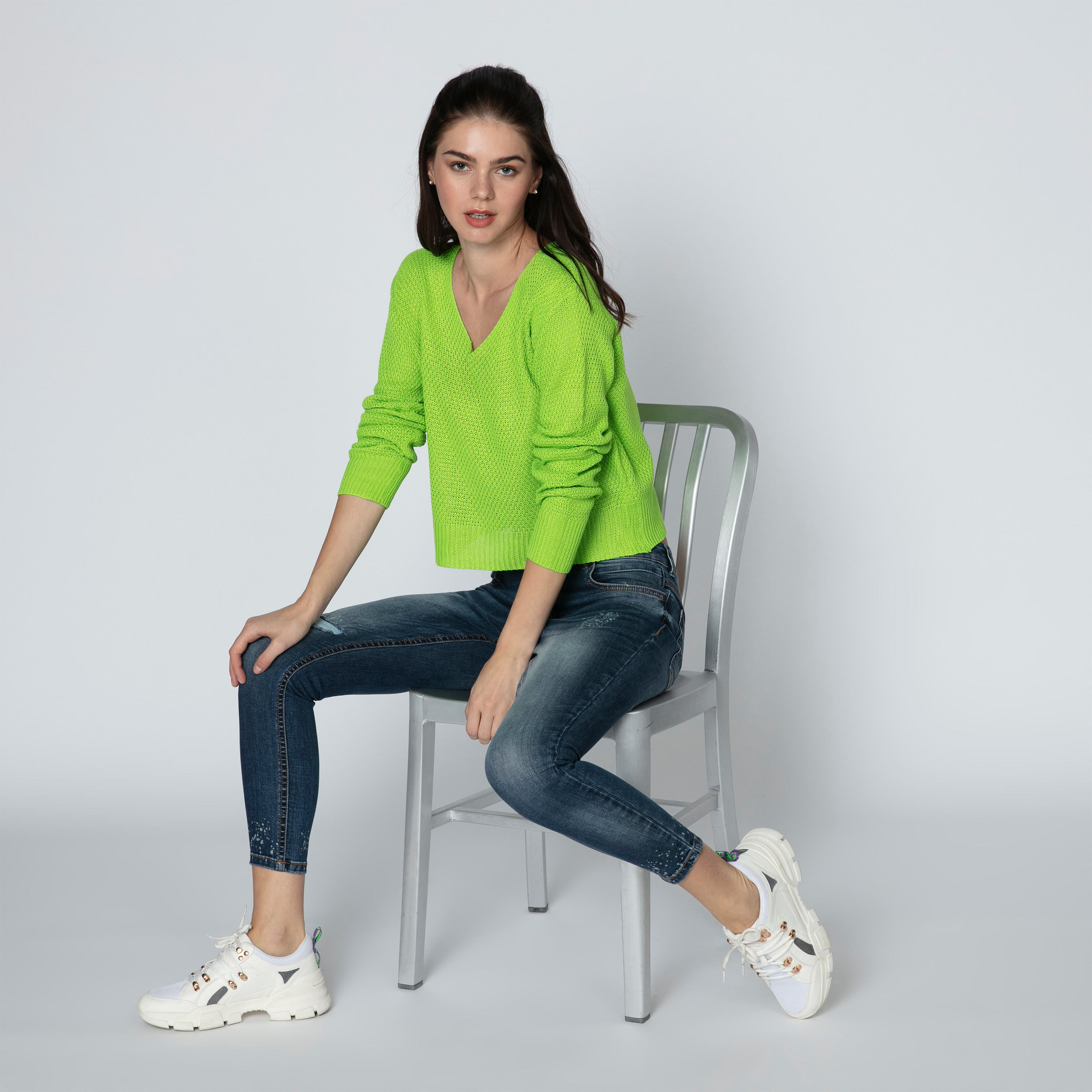 جامبر بارز الملمس بياقة V وأكمام طويلة-women-clothing-cardigansandjumpers-jumpers-image-5