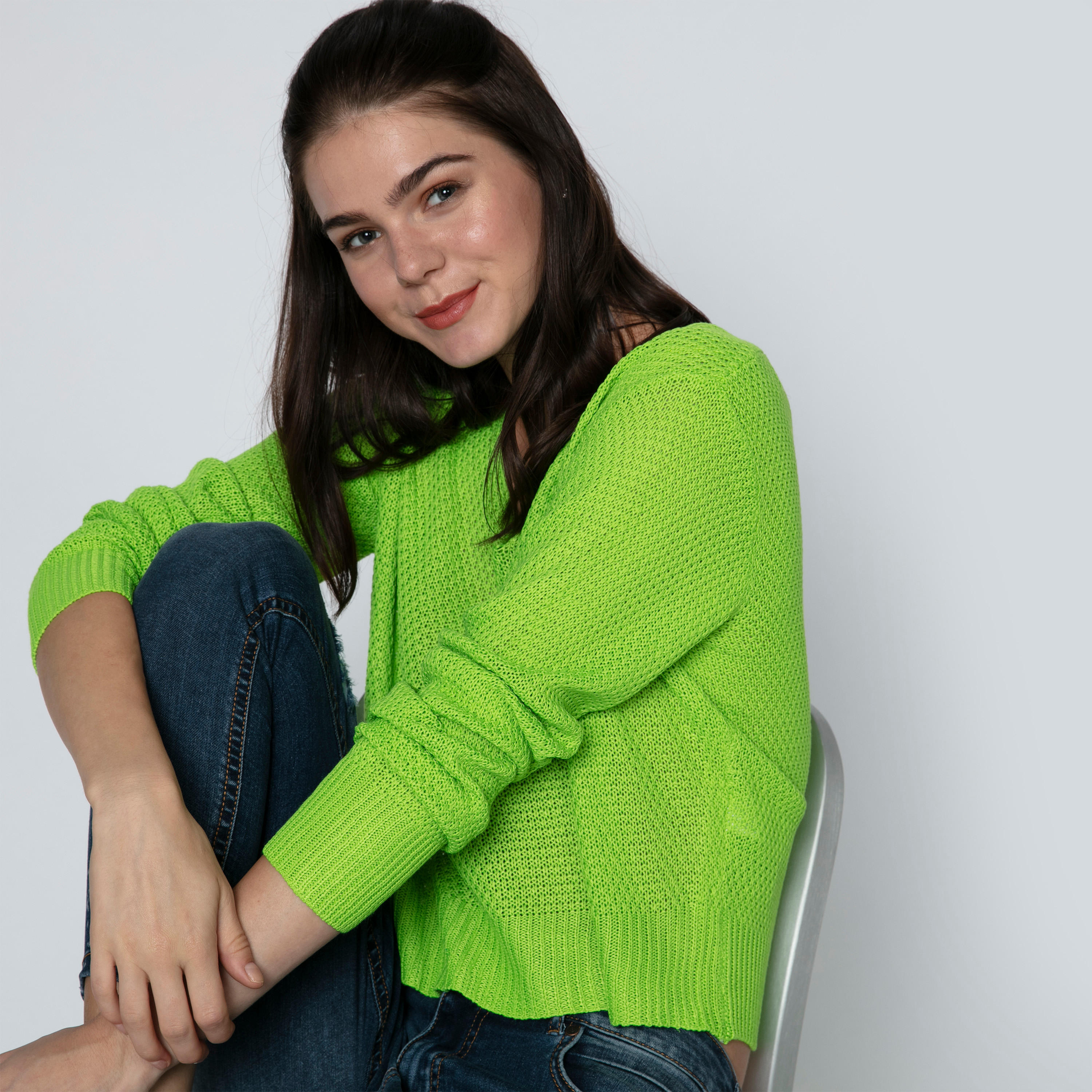 جامبر بارز الملمس بياقة V وأكمام طويلة-women-clothing-cardigansandjumpers-jumpers-image-1
