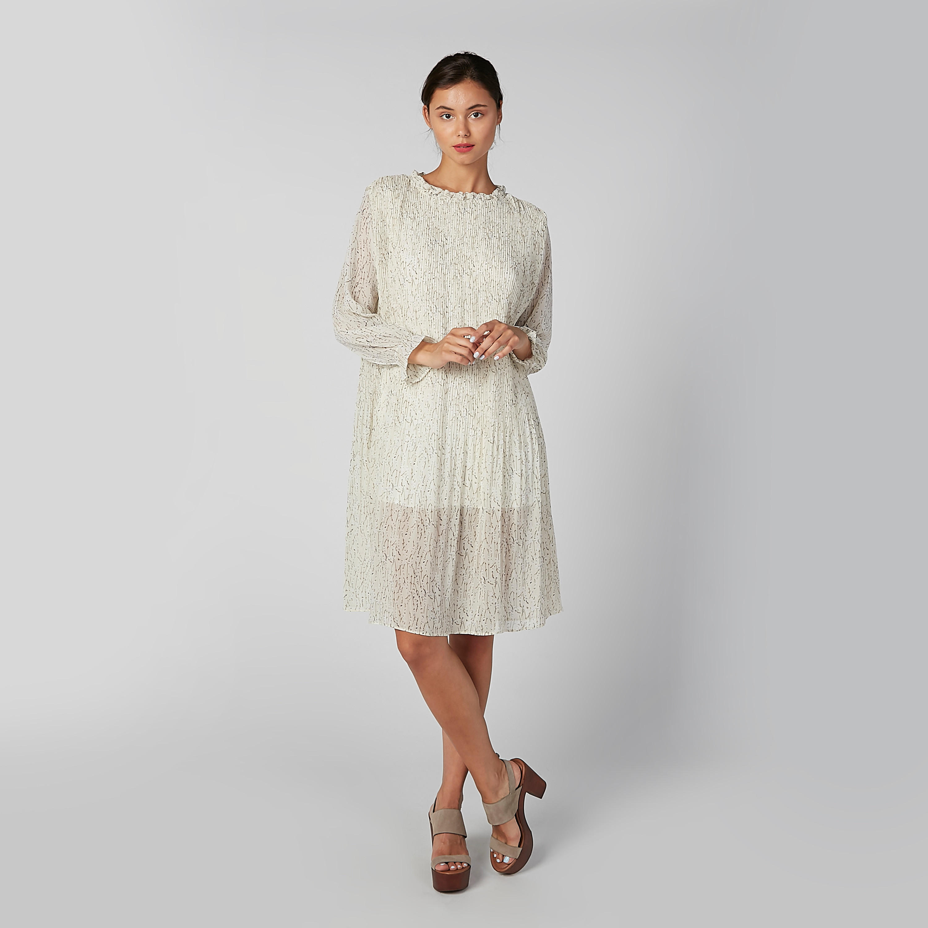 فستان واسع متوسط الطول بياقة كشكش وطبعات من تو إكستريمز-women-clothing-dresses-image-1