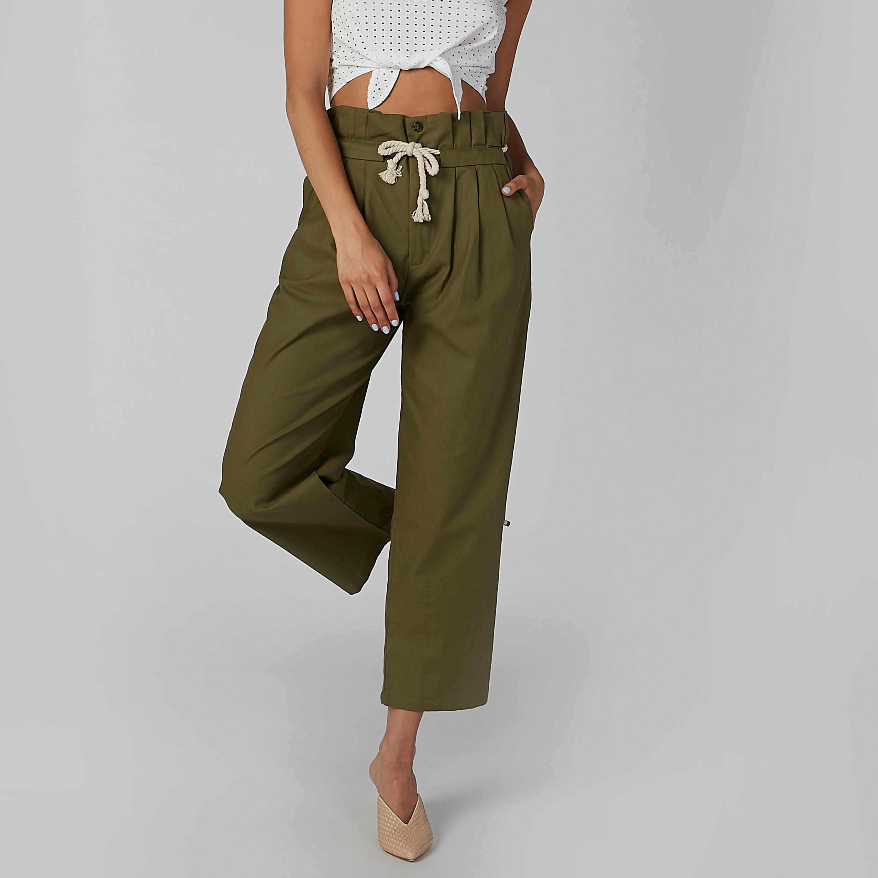 بنطال واسع الساقين سادة برباط من تو إكستريمز-women-clothing-bottoms-trousers-image-5