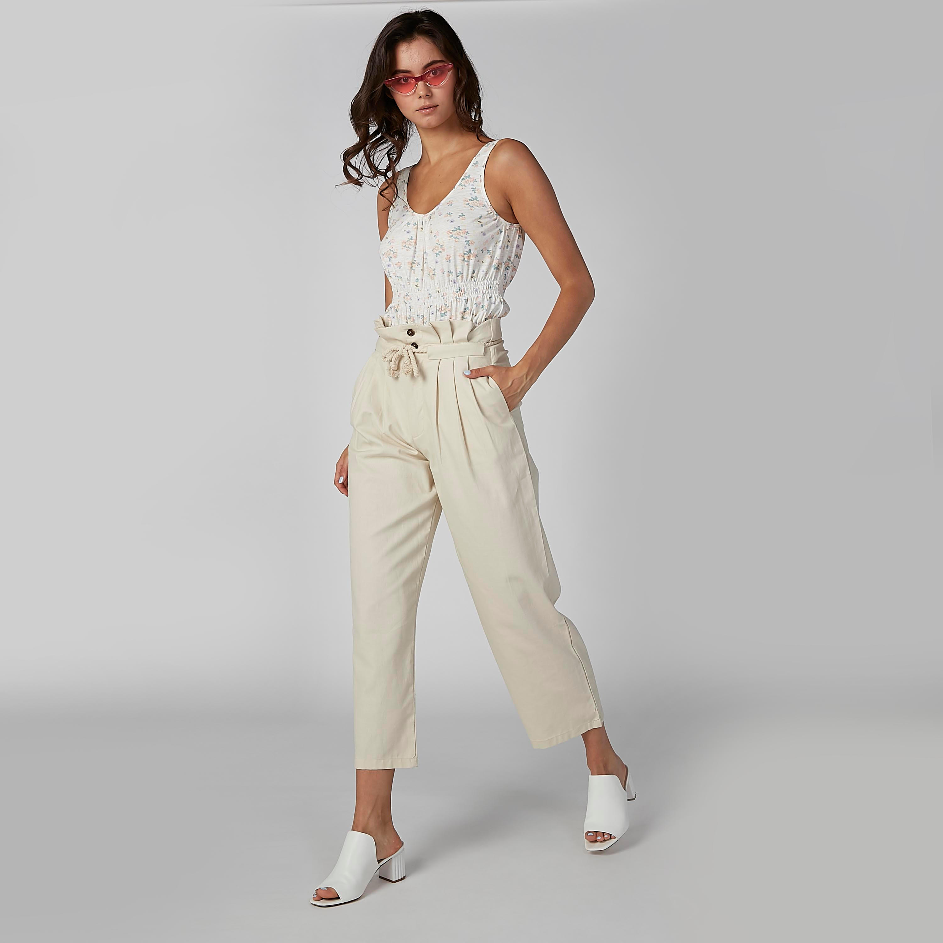 بنطال واسع الساقين سادة برباط من تو إكستريمز-women-clothing-bottoms-trousers-image-2