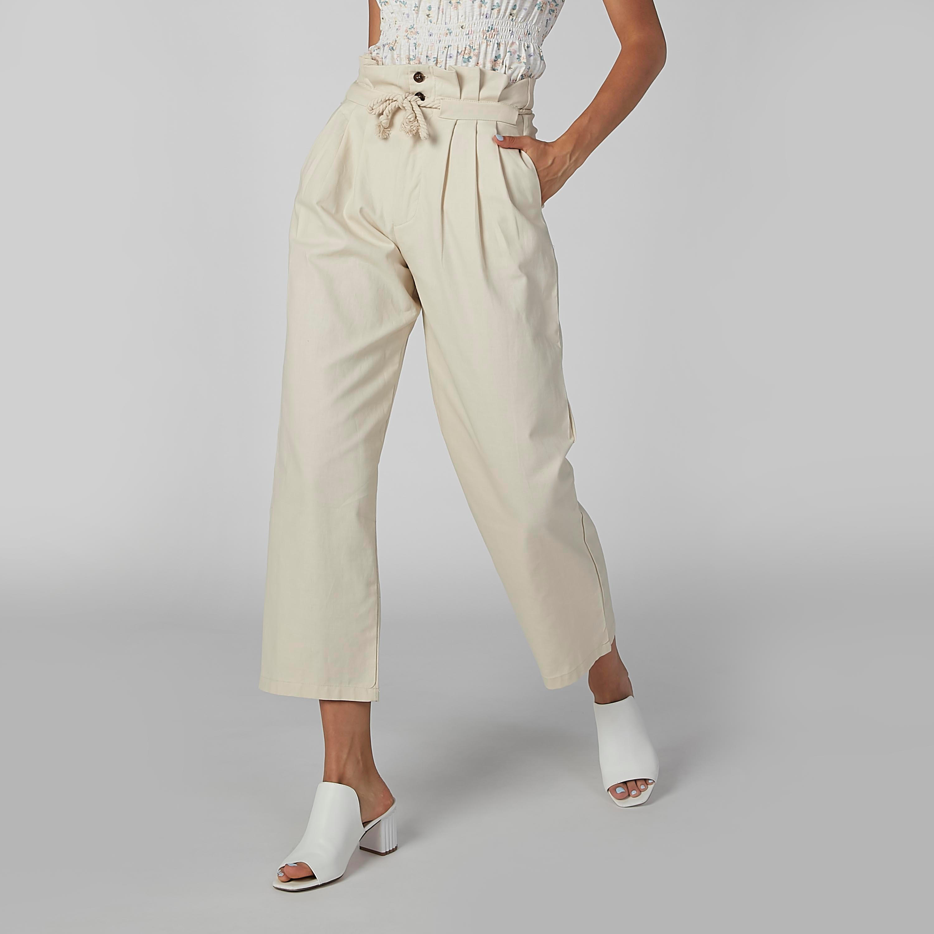 بنطال واسع الساقين سادة برباط من تو إكستريمز-women-clothing-bottoms-trousers-image-3