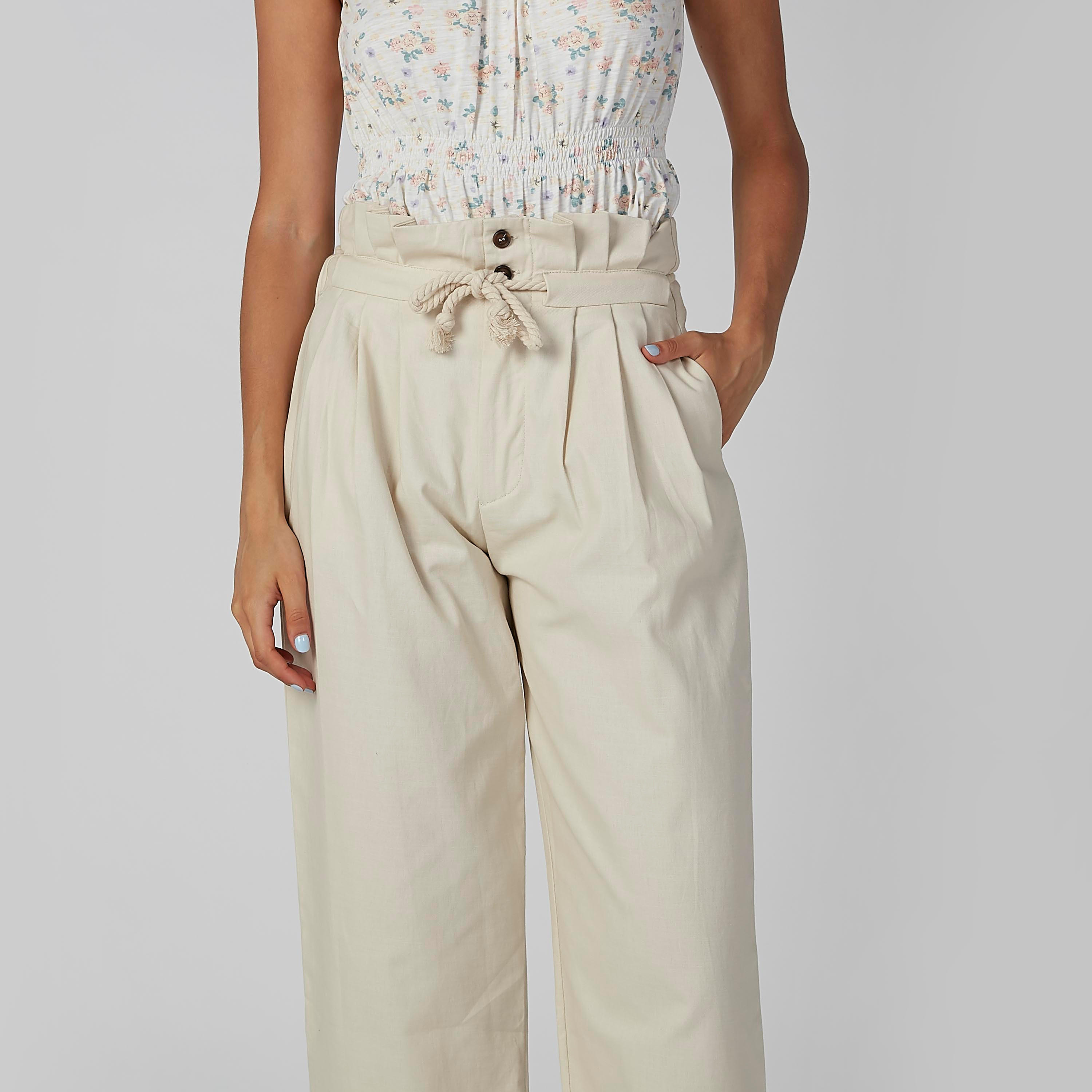 بنطال واسع الساقين سادة برباط من تو إكستريمز-women-clothing-bottoms-trousers-image-4