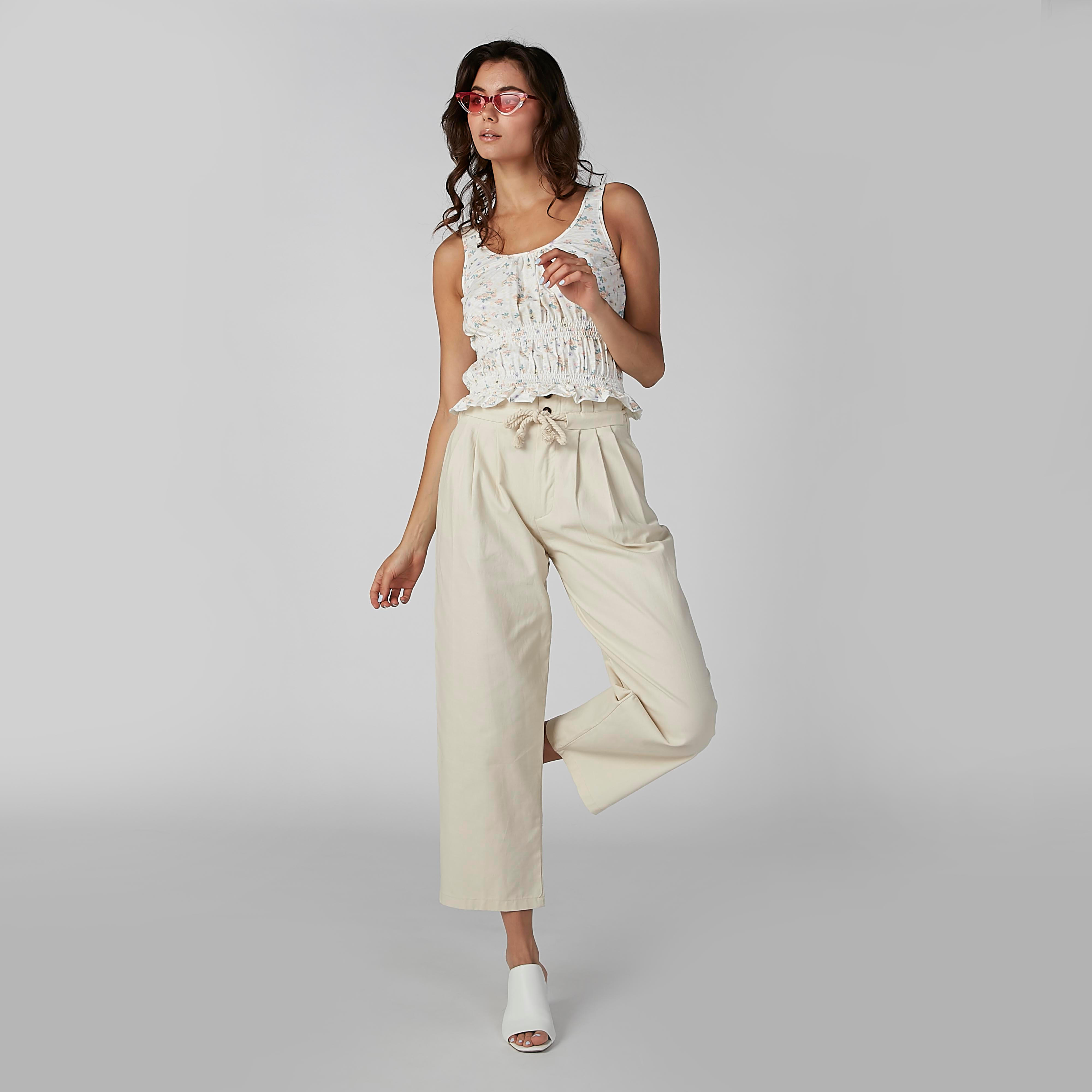 بنطال واسع الساقين سادة برباط من تو إكستريمز-women-clothing-bottoms-trousers-image-6
