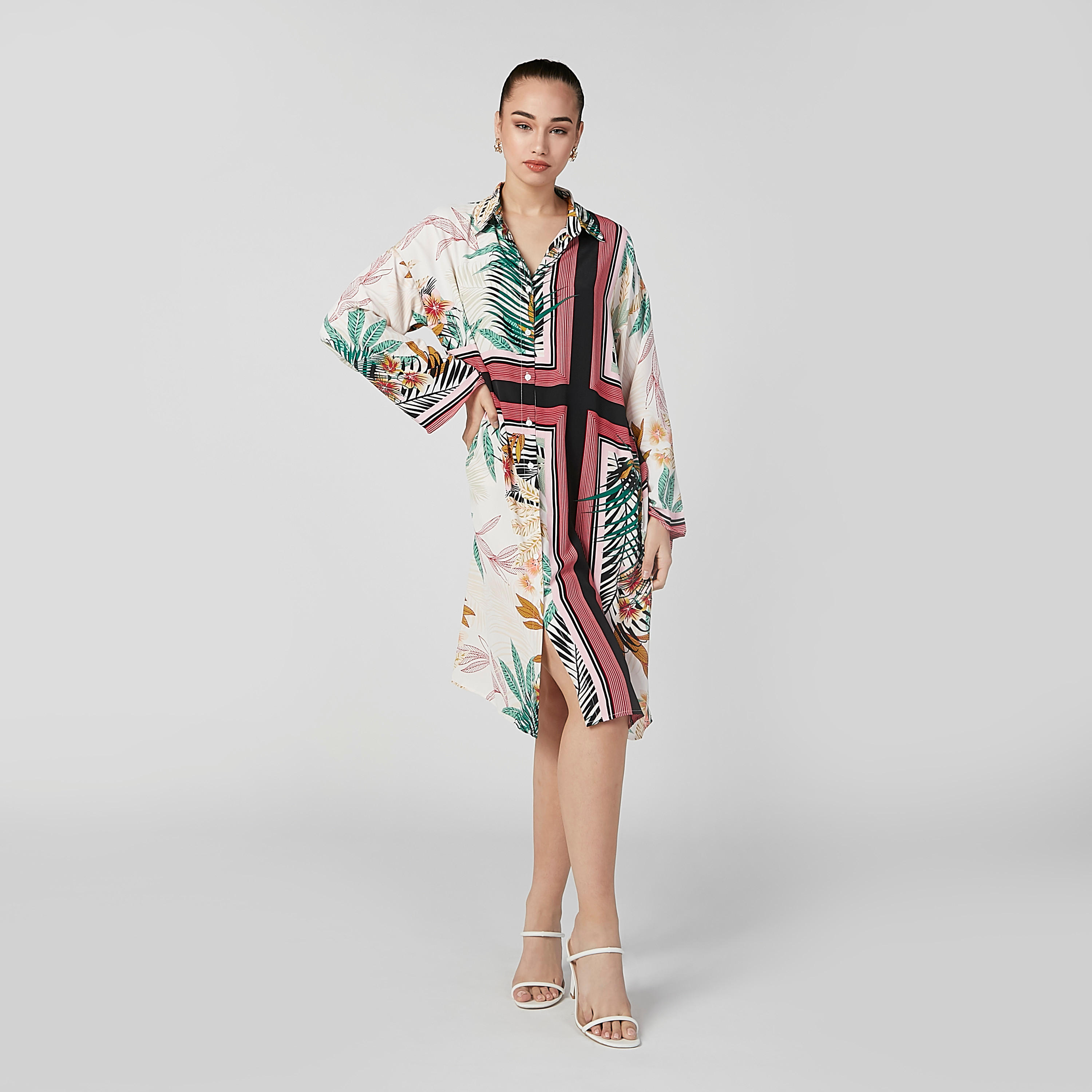 فستان قميص متوسط الطول بأكمام طويلة وأزرار وطبعات-women-clothing-dresses-image-1