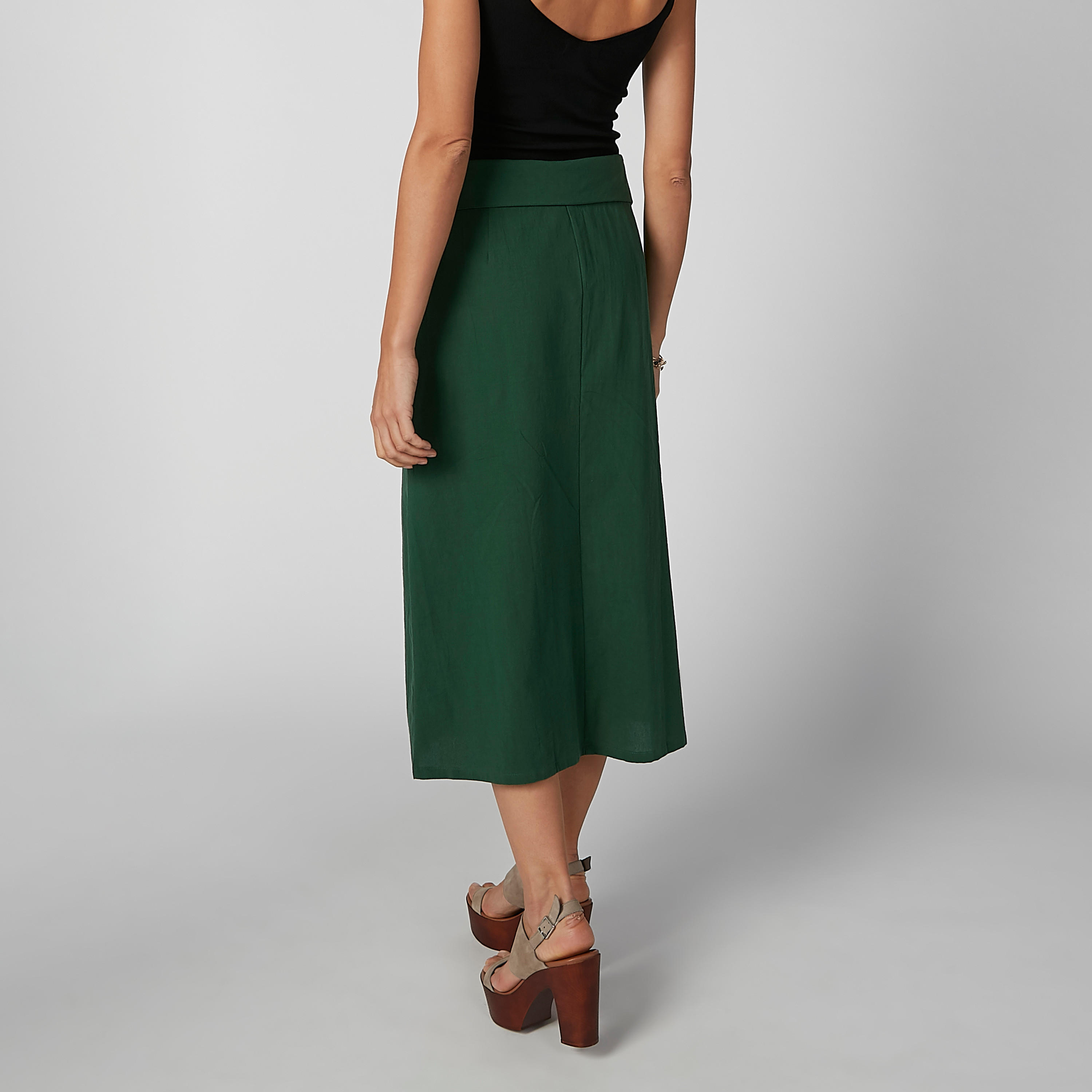 Plain Midi Shift Skirt with Button and Pocket Detail-women-clothing-bottoms-skirts-image-3