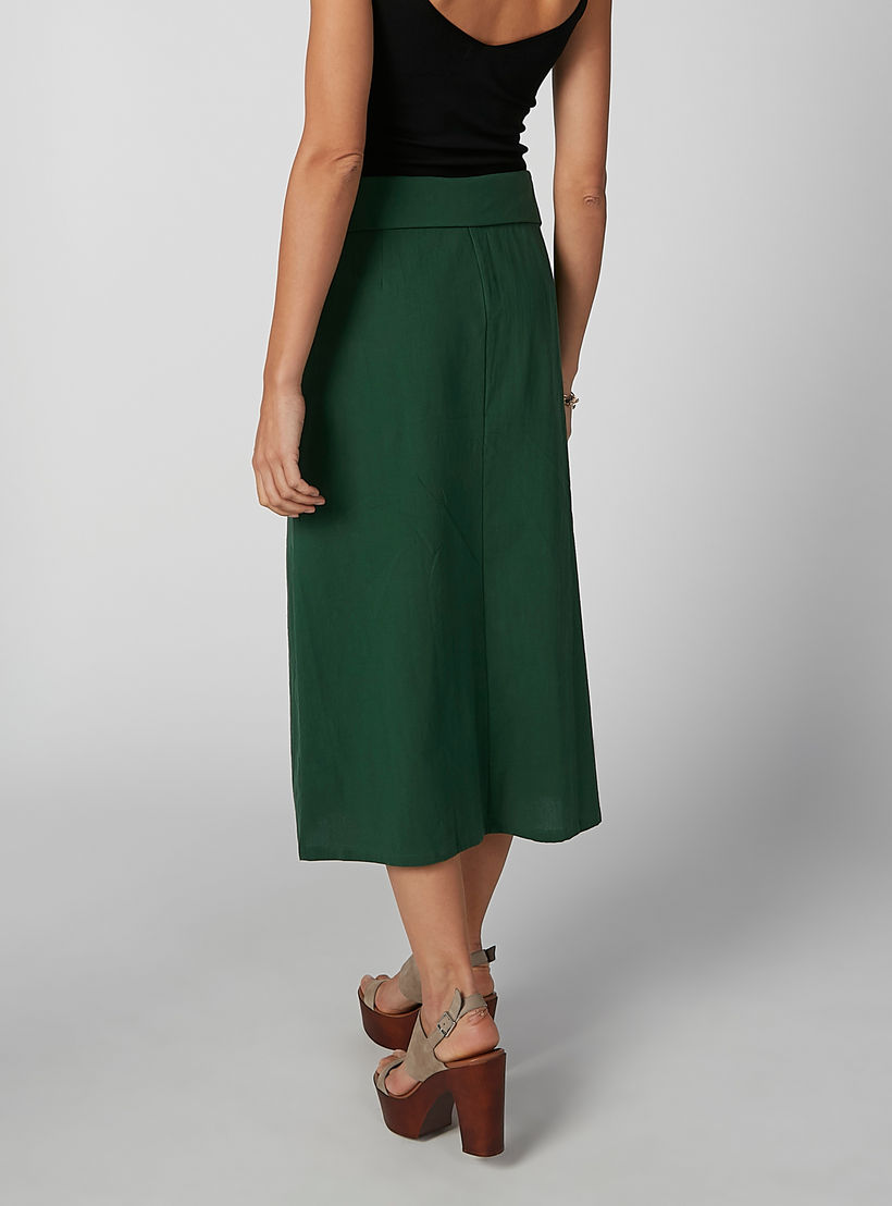 Plain Midi Shift Skirt with Button and Pocket Detail-women-clothing-bottoms-skirts-image-3