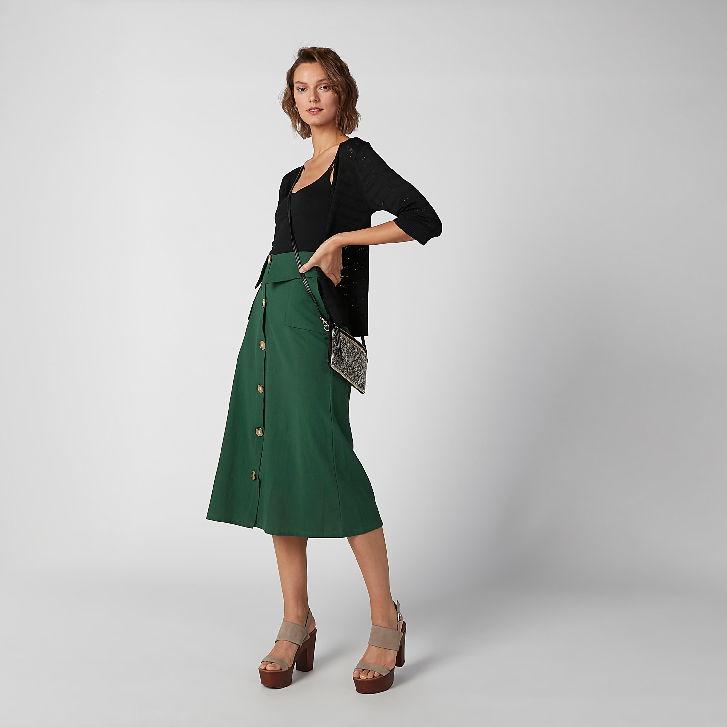 Plain Midi Shift Skirt with Button and Pocket Detail-women-clothing-bottoms-skirts-image-4