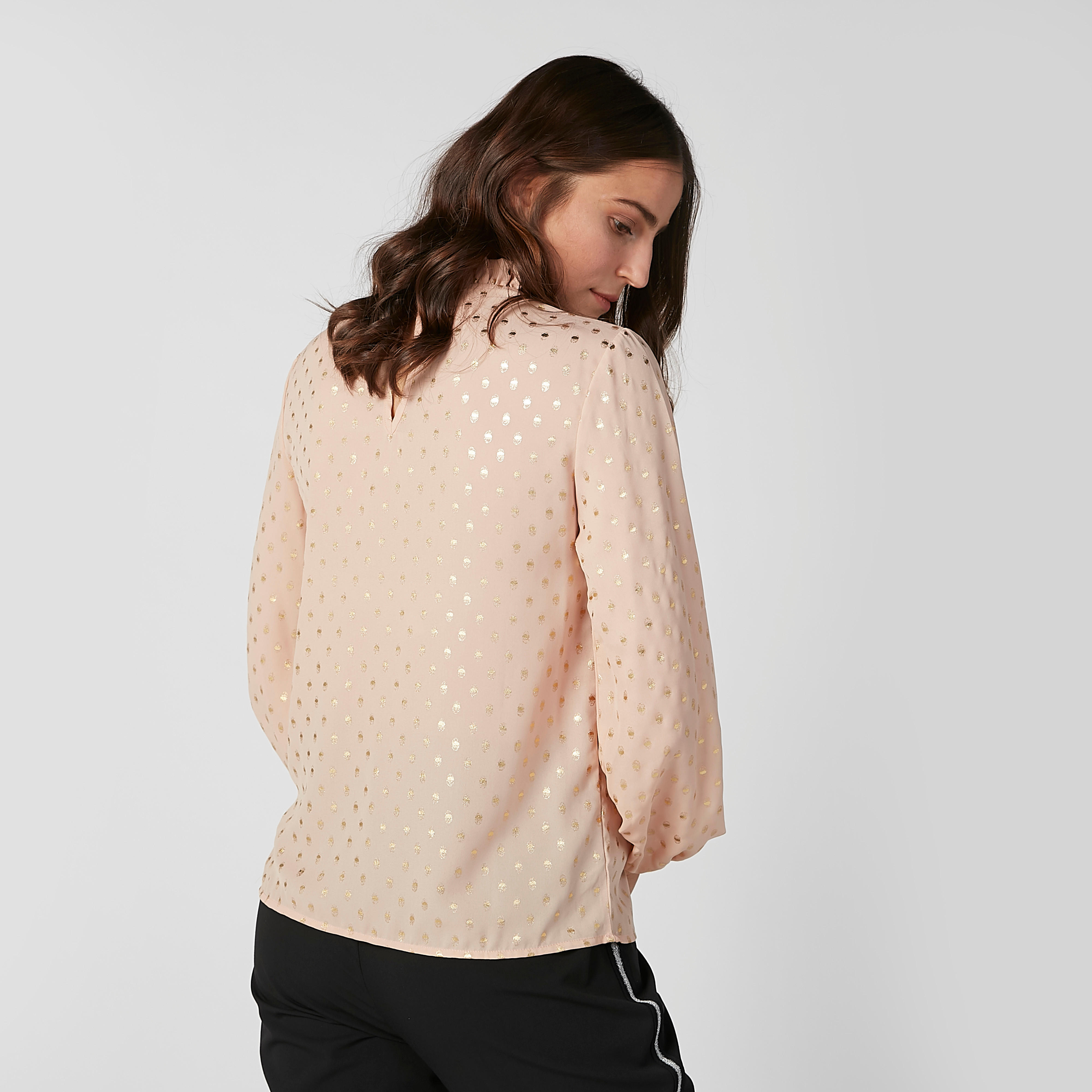 بلوزة بياقة كشكش عالية وأكمام بيشوب وطبعات-women-clothing-shirtsandblouses-blouses-image-4