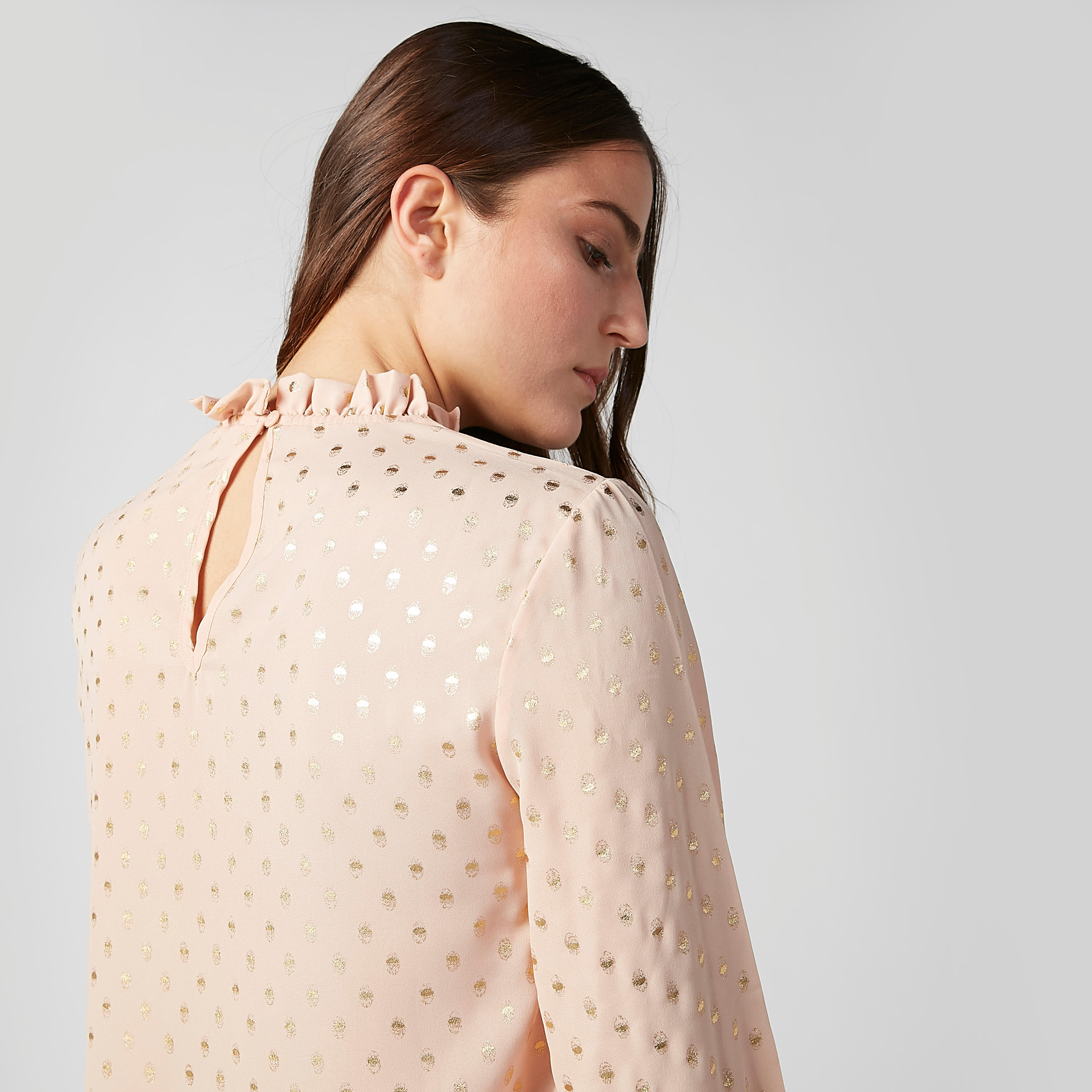 بلوزة بياقة كشكش عالية وأكمام بيشوب وطبعات-women-clothing-shirtsandblouses-blouses-image-5