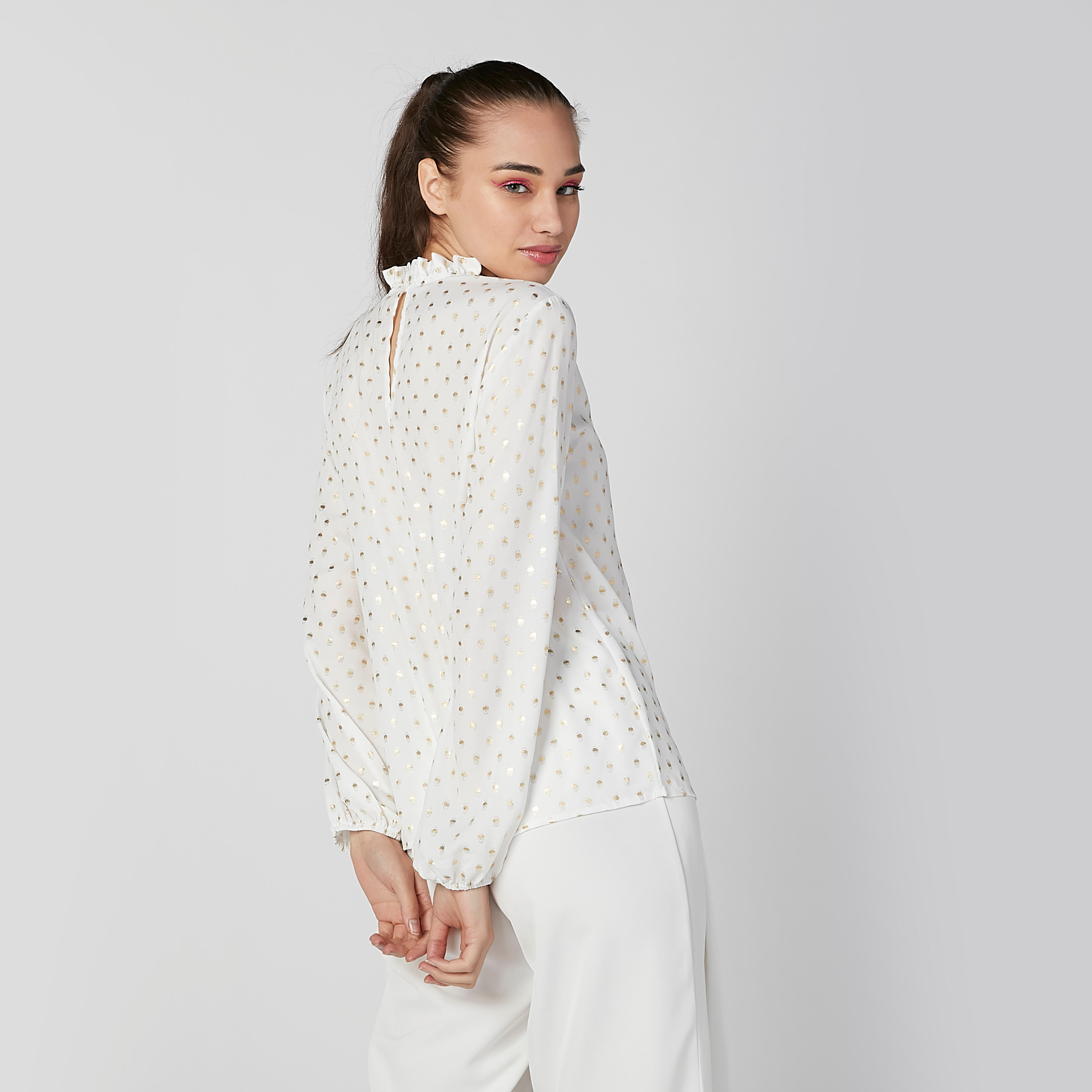 Printed Top with High Neck and Bishop Sleeves-women-clothing-shirtsandblouses-blouses-image-5
