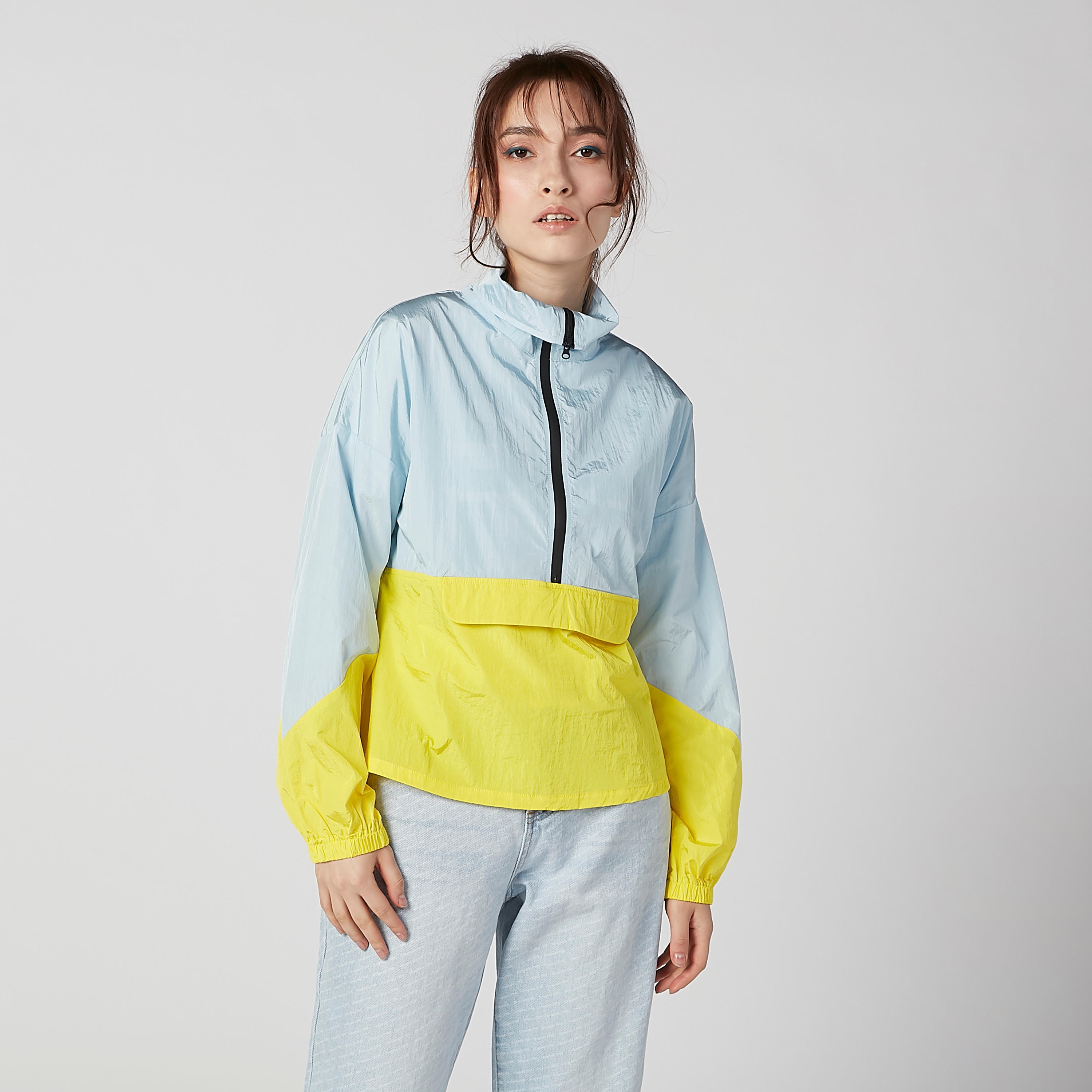 Colour Block Jacket with Long Sleeves and Zip Closure-women-winterwear-coatsandjackets-jackets-image-1