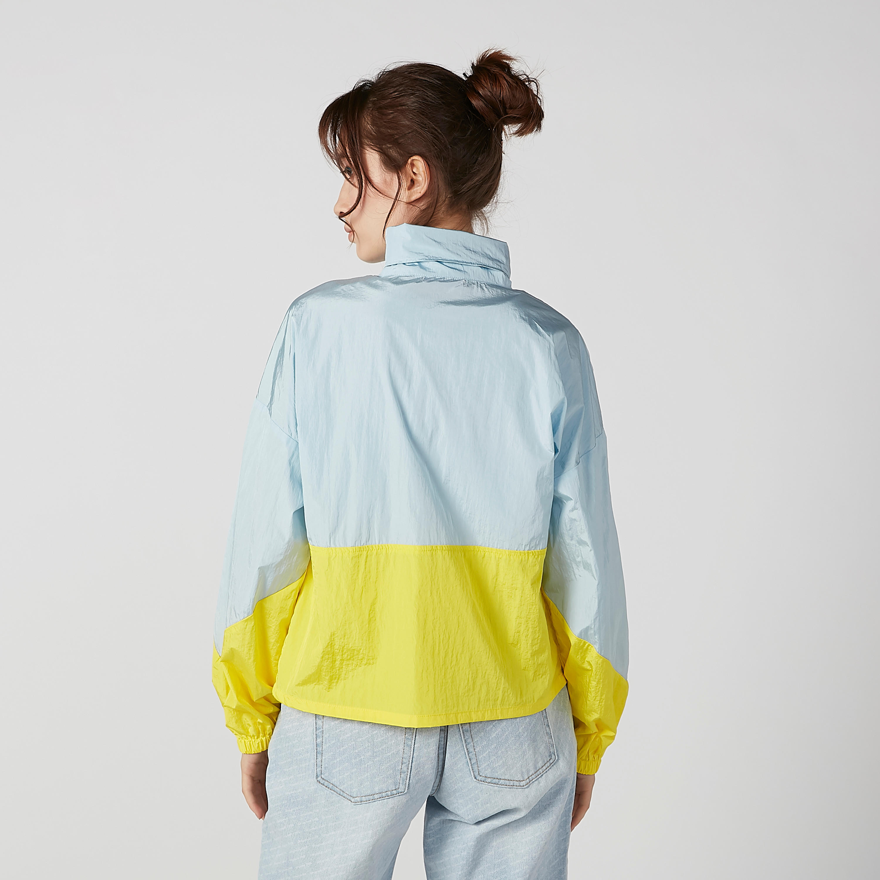 Colour Block Jacket with Long Sleeves and Zip Closure-women-winterwear-coatsandjackets-jackets-image-2