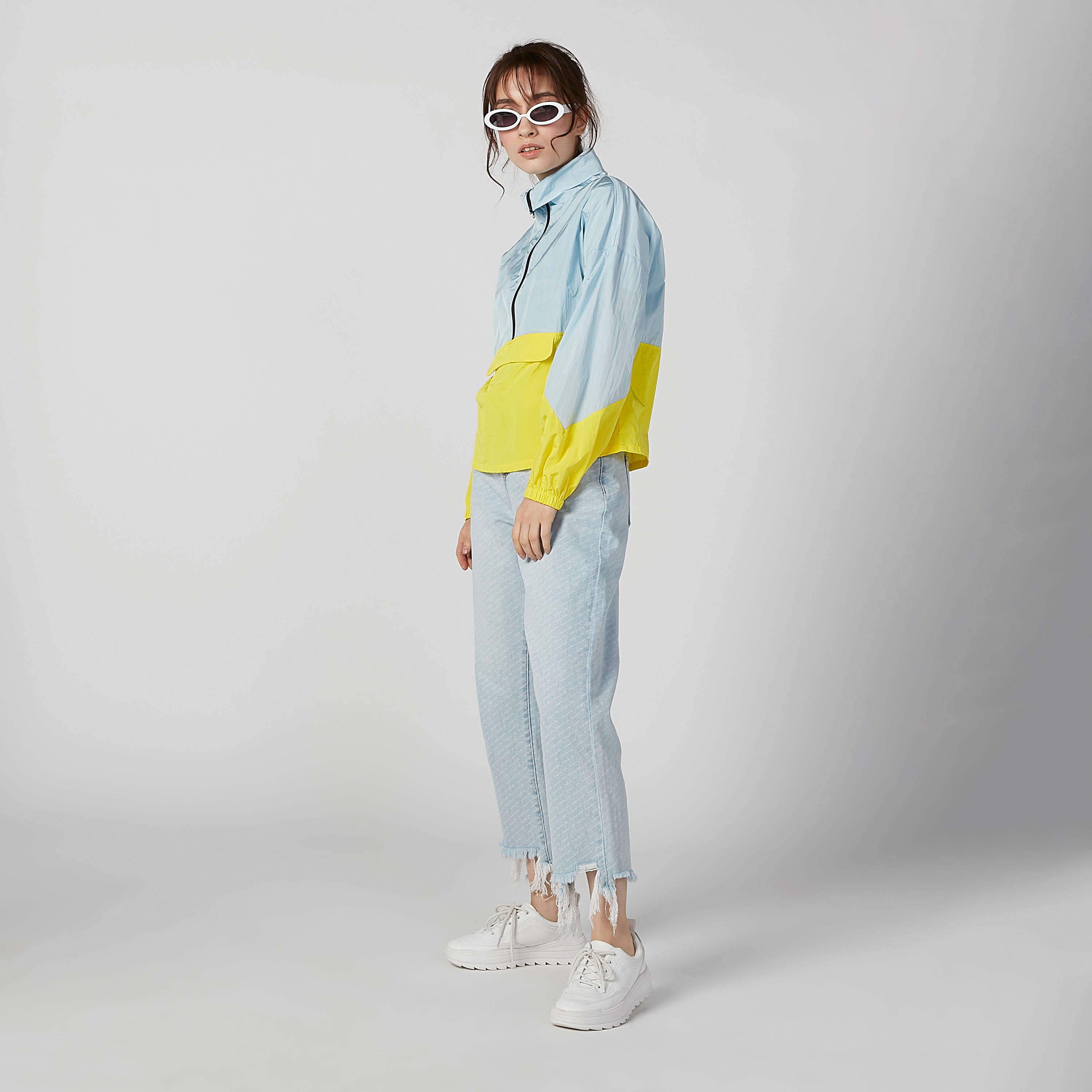 Colour Block Jacket with Long Sleeves and Zip Closure-women-winterwear-coatsandjackets-jackets-image-3