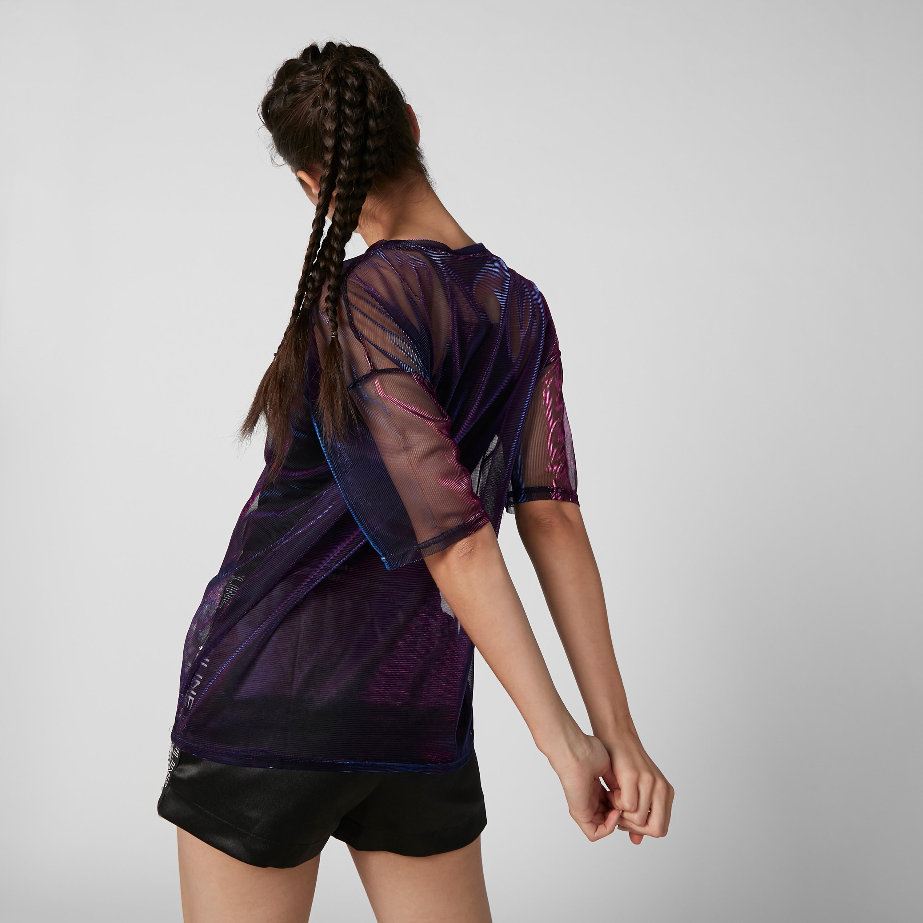 Wide Fit Textured T-shirt with Round Neck and Short Sleeves-women-clothing-tshirts-image-6