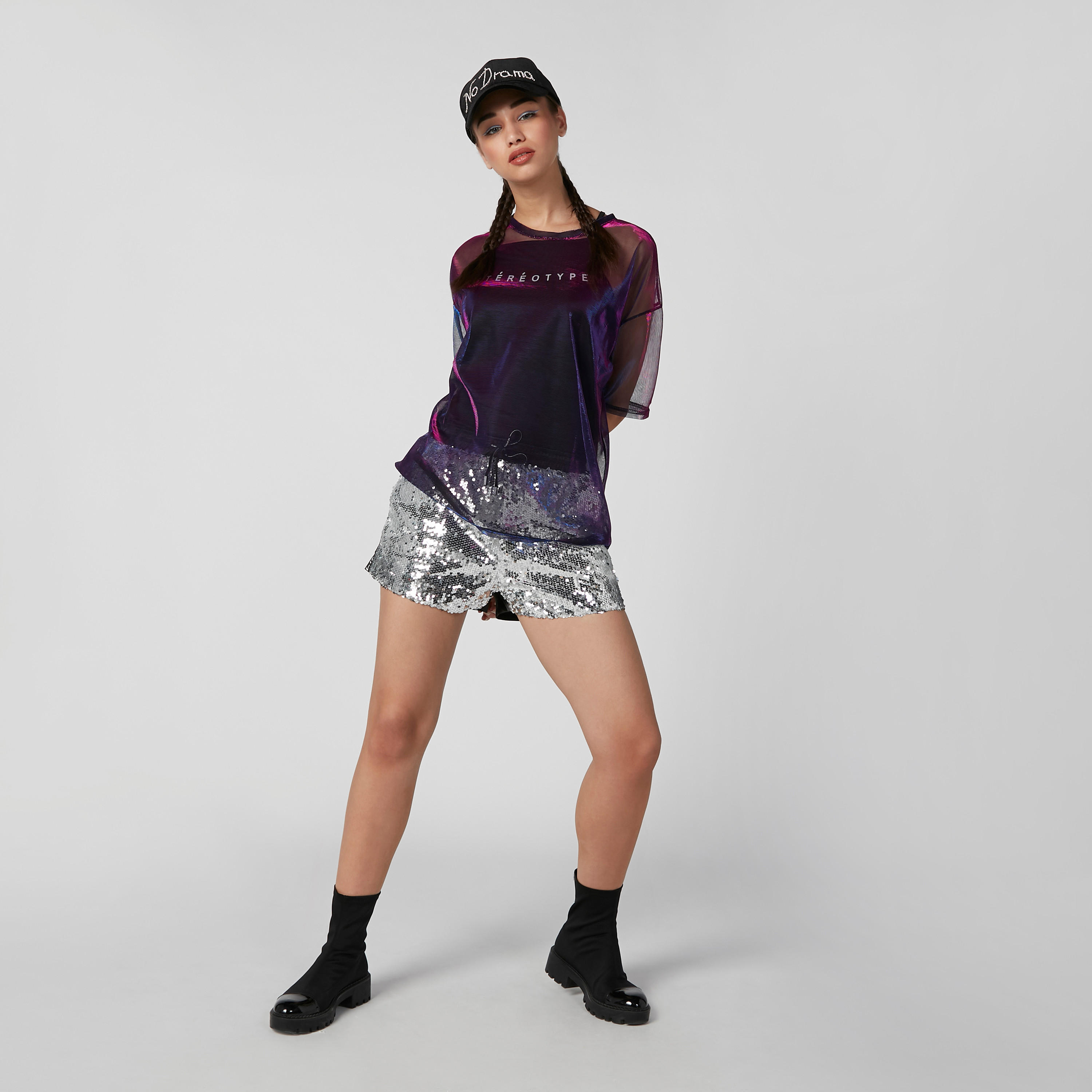 Wide Fit Textured T-shirt with Round Neck and Short Sleeves-women-clothing-tshirts-image-7
