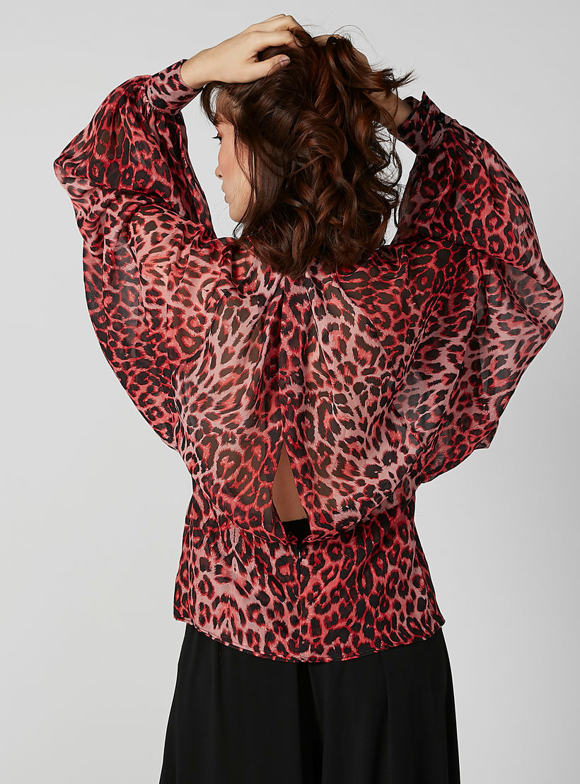 بلوزة بقصّة واسعة وفيونكة وأكمام واسعة وطبعات حيوانات-women-clothing-shirtsandblouses-blouses-image-2