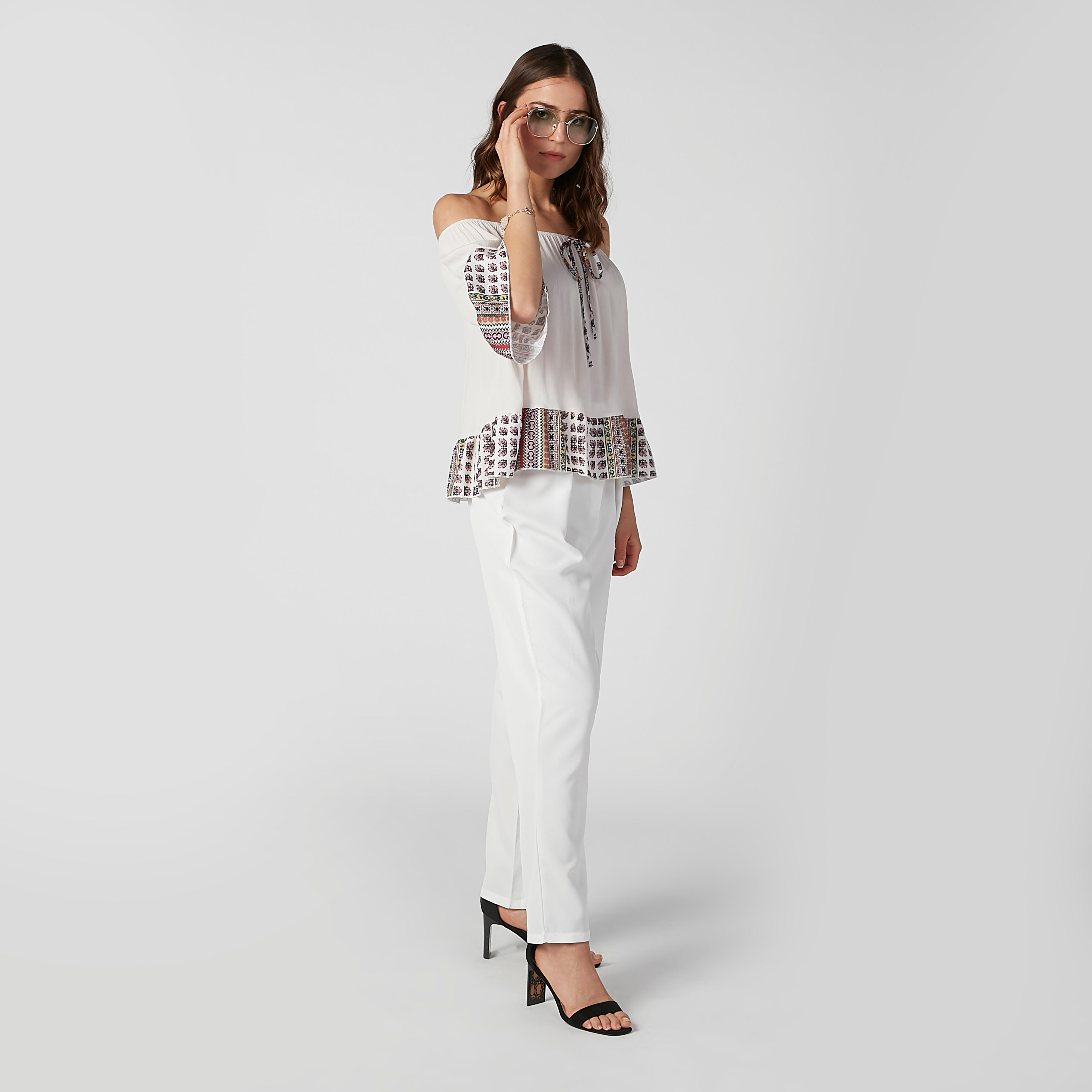 Printed Off Shoulder Top with Flounce Sleeves and Tie Ups-women-clothing-shirtsandblouses-blouses-image-2