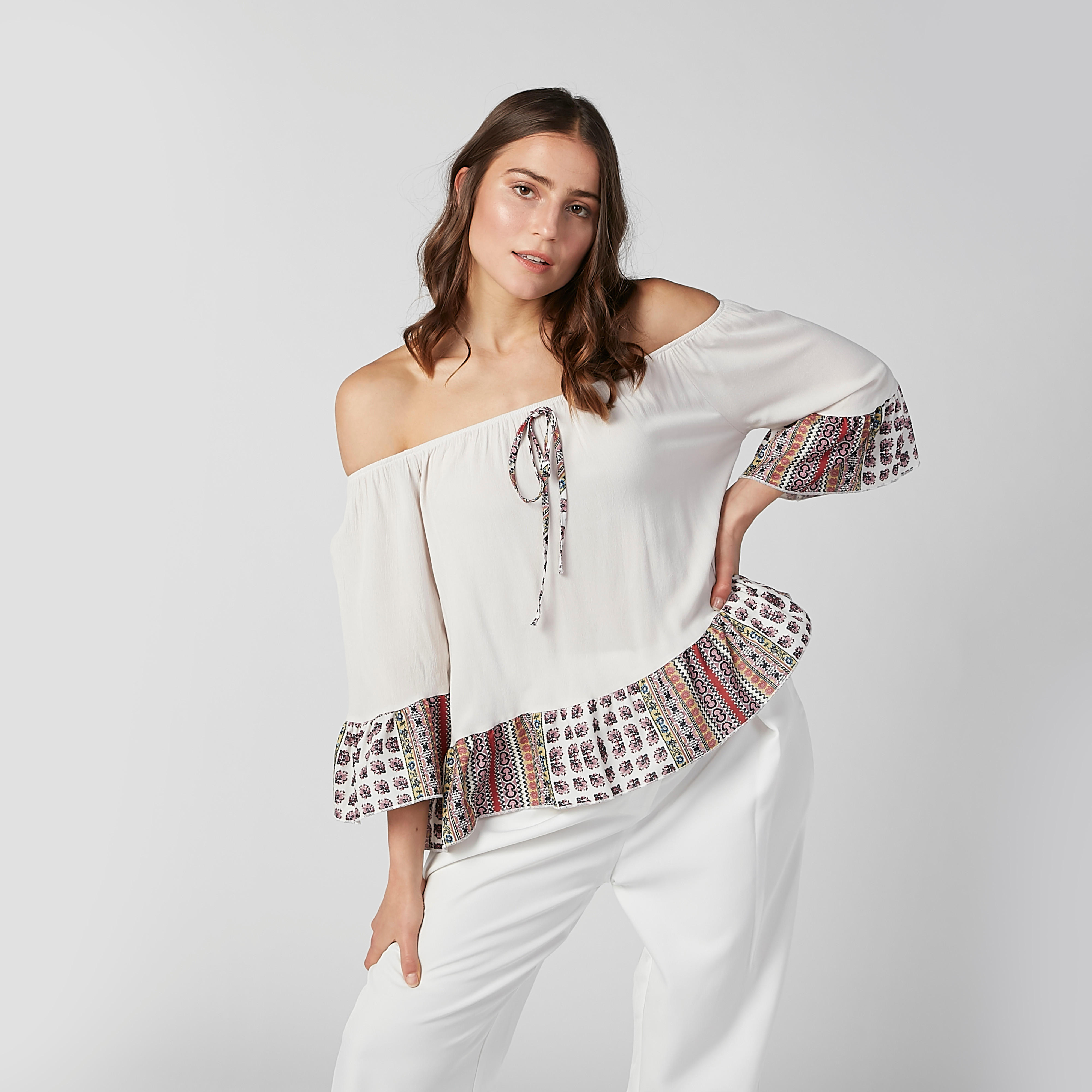 Printed Off Shoulder Top with Flounce Sleeves and Tie Ups-women-clothing-shirtsandblouses-blouses-image-3