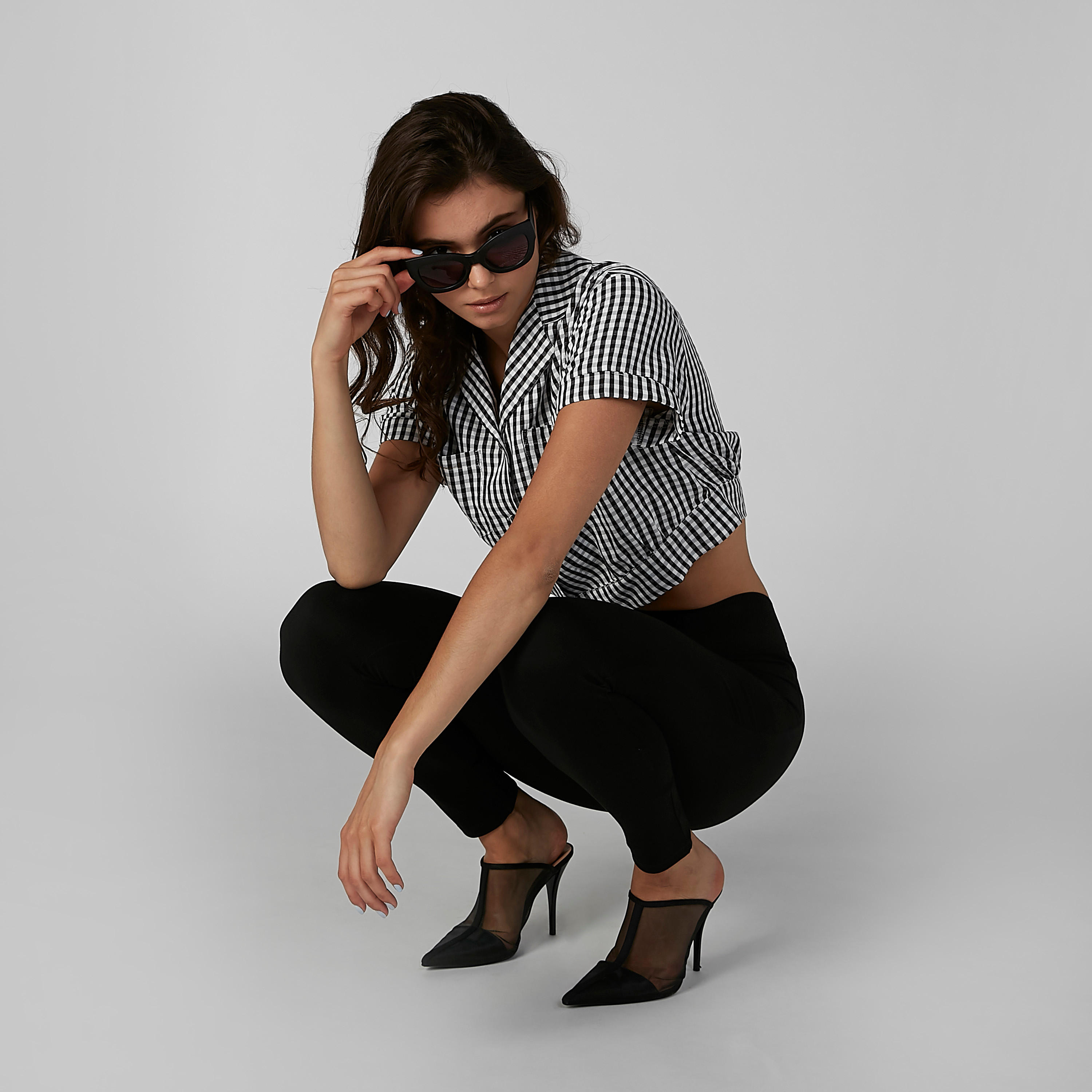 قميص كاروهات قصير بأكمام قصيرة-women-clothing-shirtsandblouses-shirts-image-4