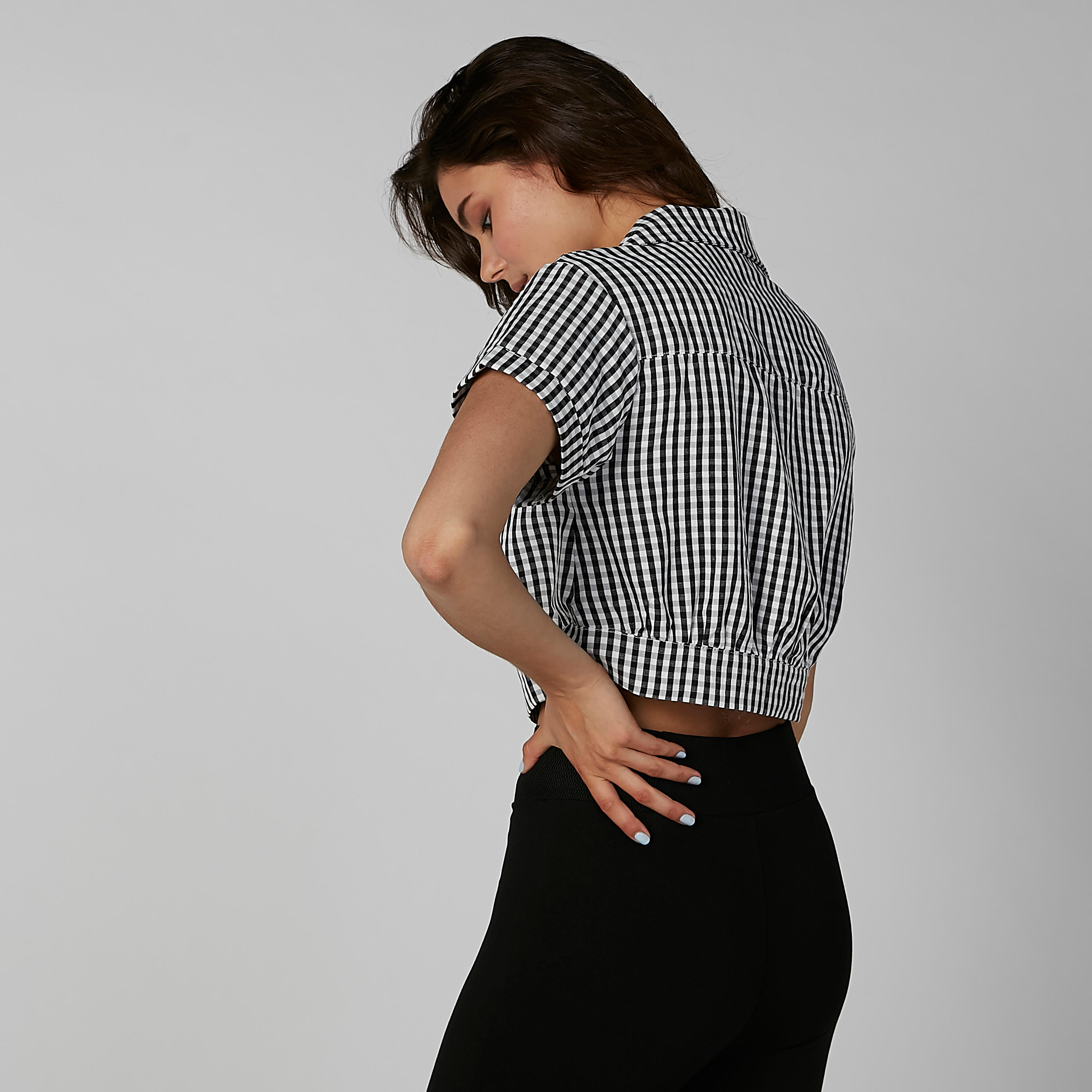 قميص كاروهات قصير بأكمام قصيرة-women-clothing-shirtsandblouses-shirts-image-5