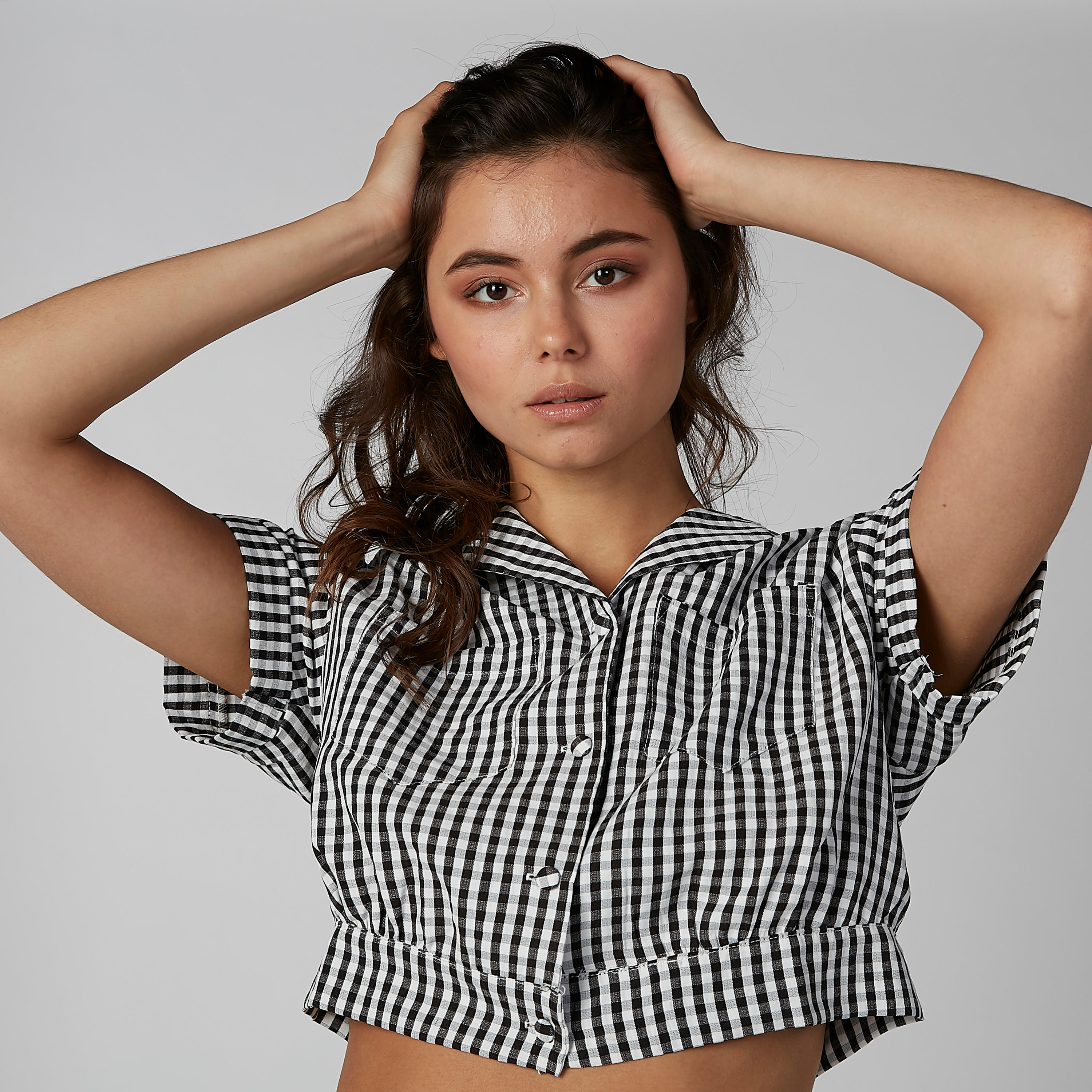 قميص كاروهات قصير بأكمام قصيرة-women-clothing-shirtsandblouses-shirts-image-6