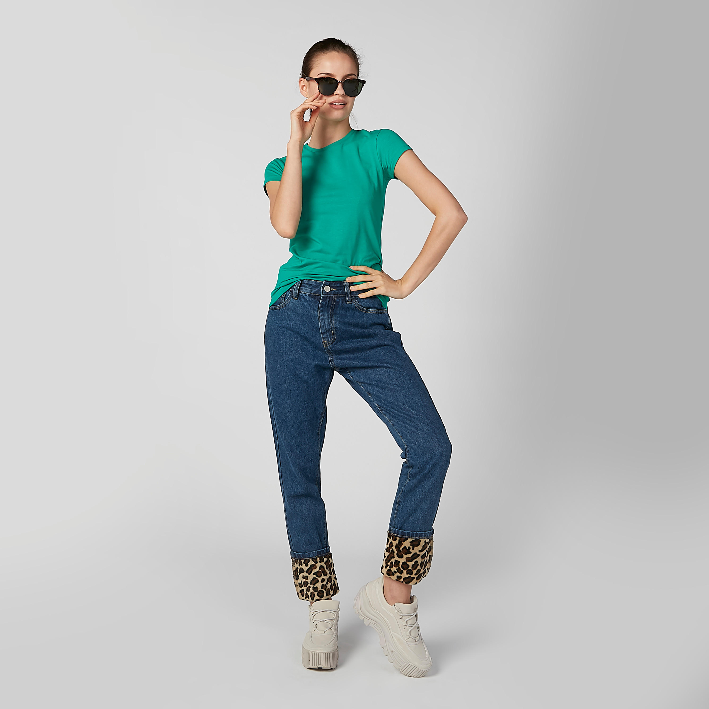 2Xtremz Denim with Pocket Detail and Leopard Spot Printed Hems-women-clothing-bottoms-jeans-image-2