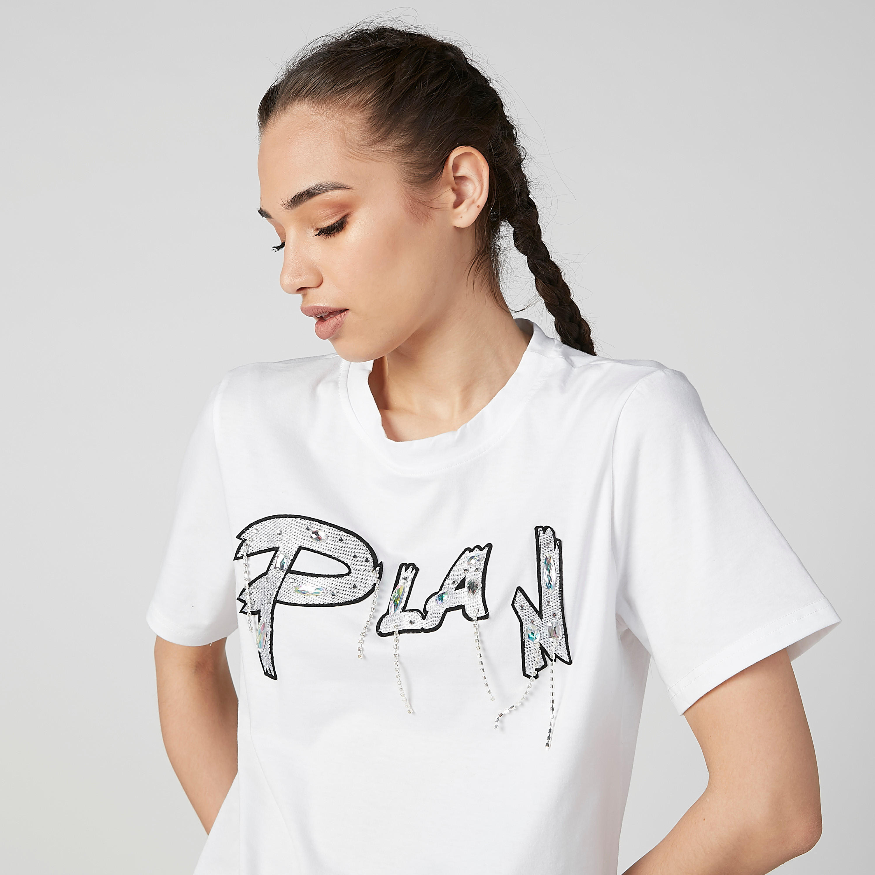 Embellished Top with Round Neck and Short Sleeves-women-clothing-tshirts-image-3