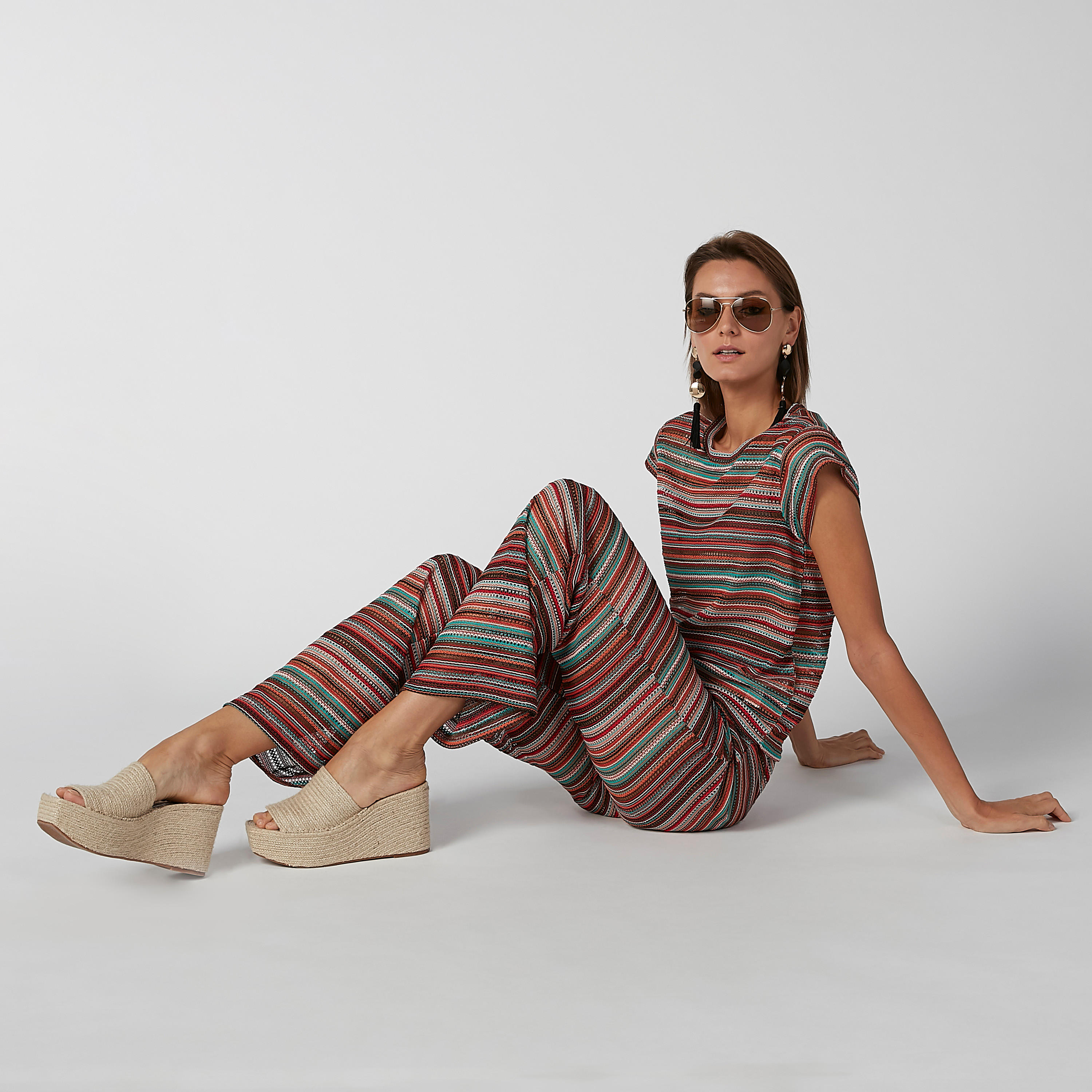 بنطال طويل مقلم بخصر مطّاطي مرن-women-clothing-bottoms-trousers-image-5