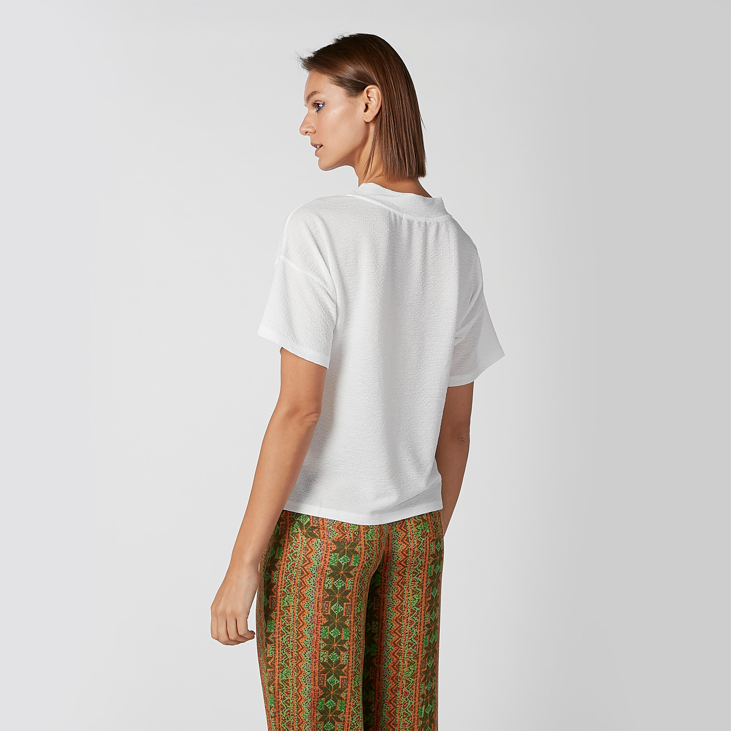 Textured Top with V-neck and Drop Shoulder Sleeves-women-clothing-shirtsandblouses-blouses-image-5