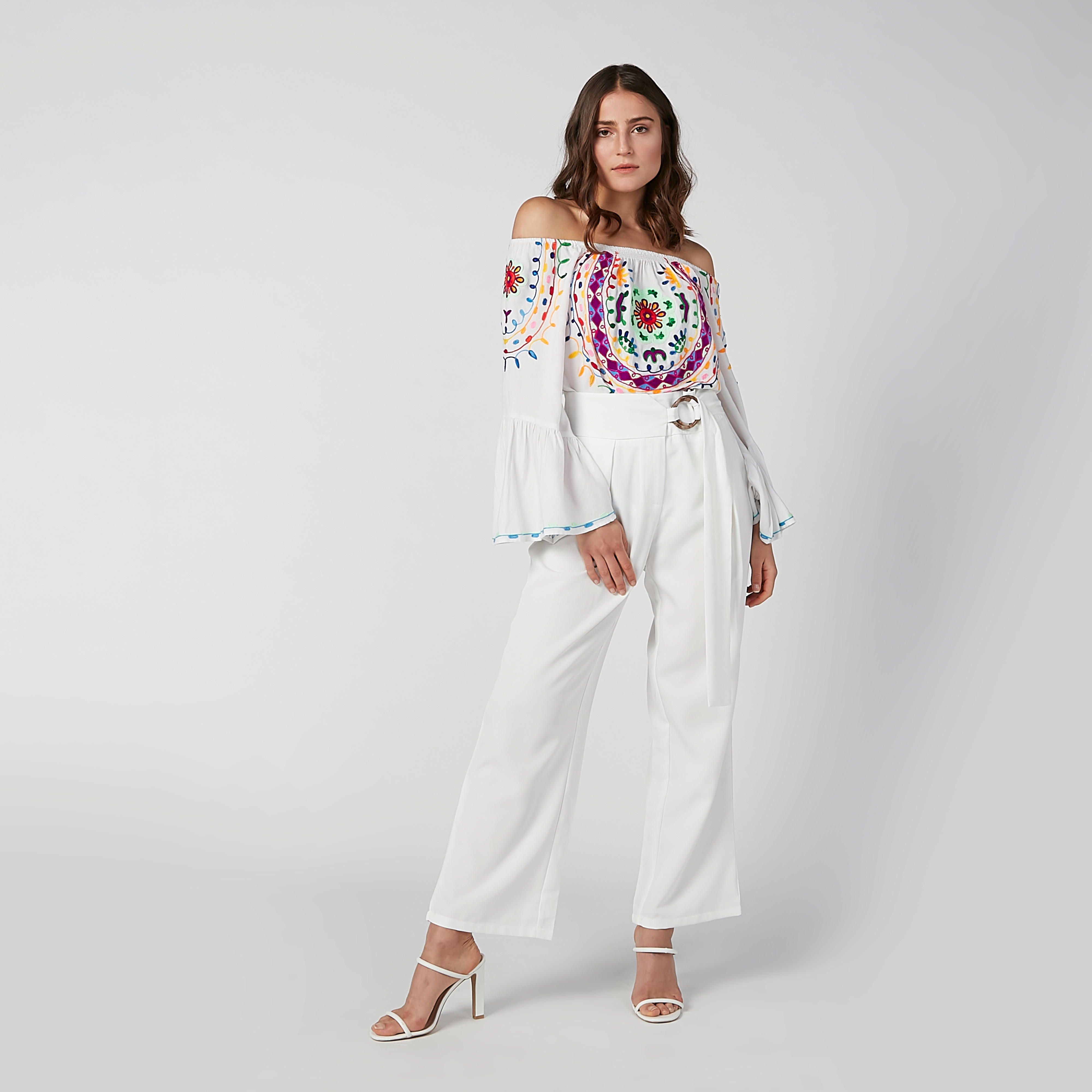 Full Length Plain Mid Waist Trousers with D-Ring Belt-women-clothing-bottoms-trousers-image-2