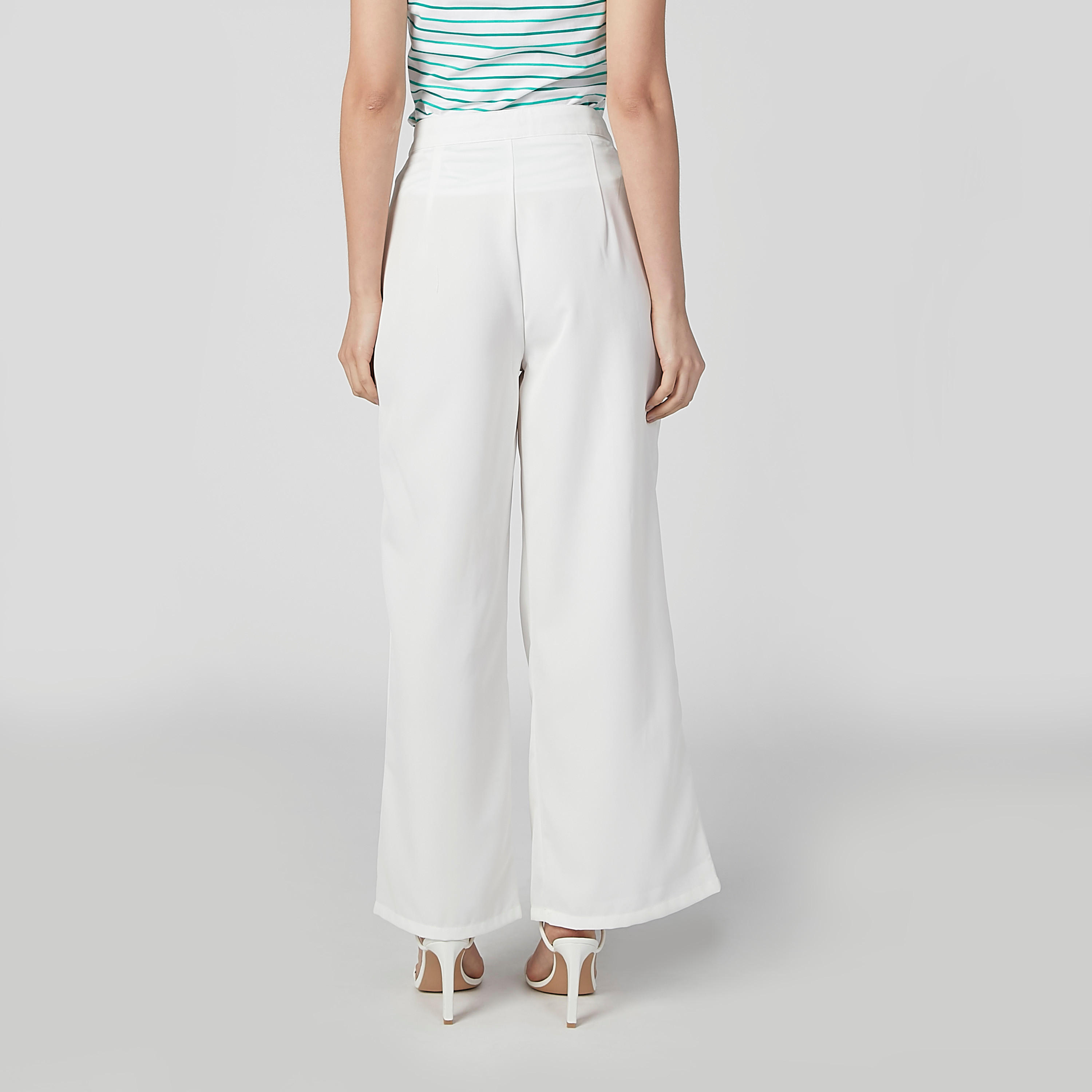 بنطال سادة بخصر متوسط الارتفاع وكشكش-women-clothing-bottoms-trousers-image-6